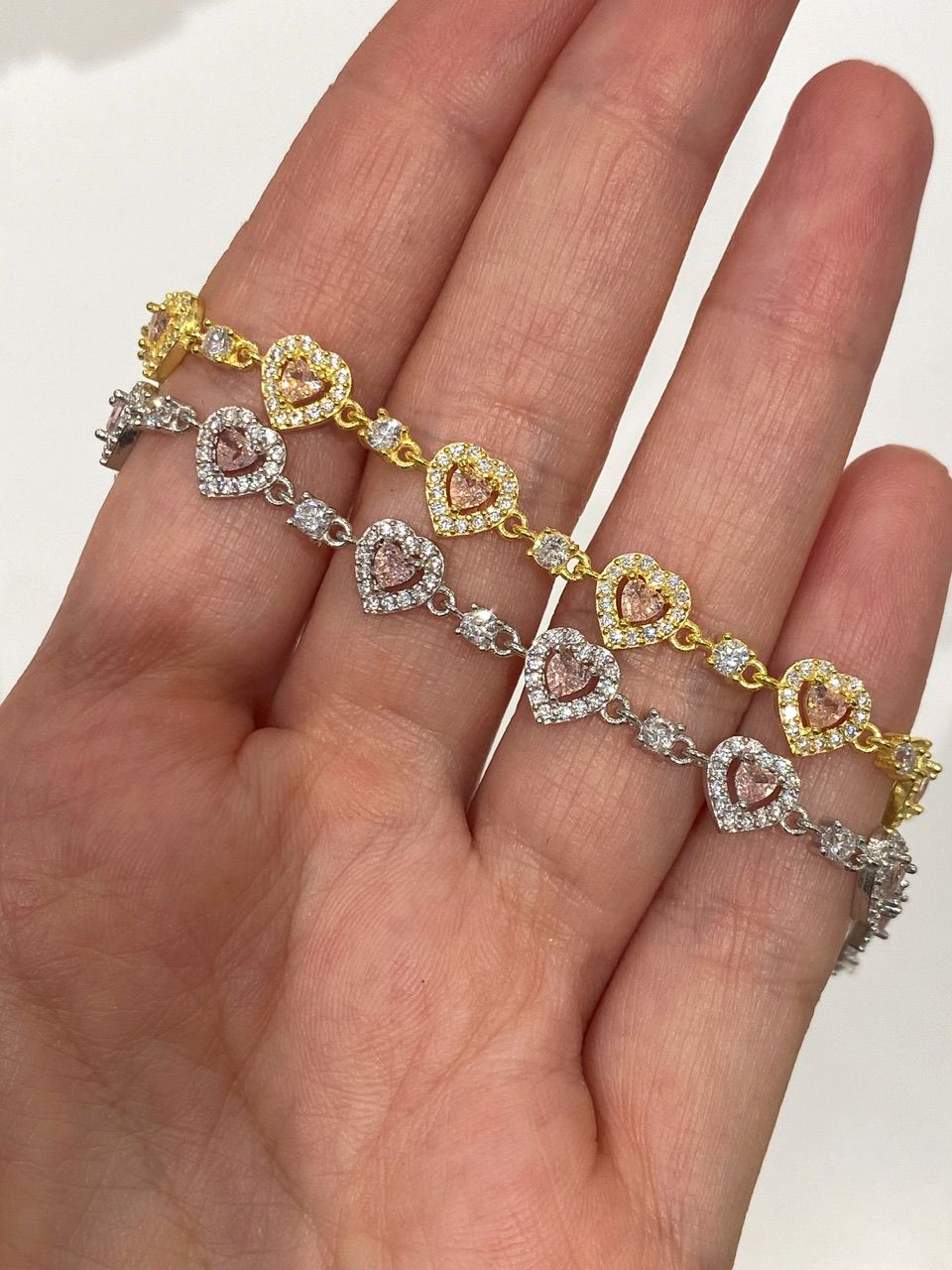 925 Gümüş | Pink Heart Zirkon Taşlı Bileklik