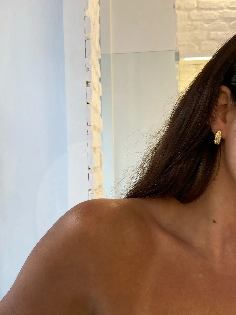 925 Gümüş | Baget Taşlı 2'li Burgu Küpe