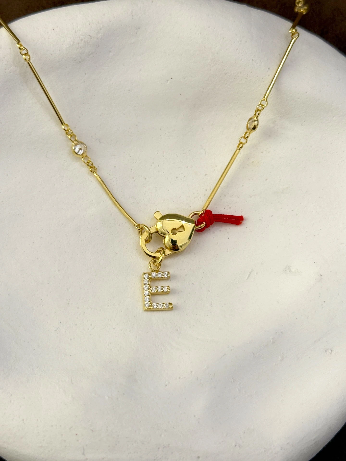 925 Gümüş | İstediğini Yazdır Kalp Kilitli Taşlı Kemik Zincir Kolye