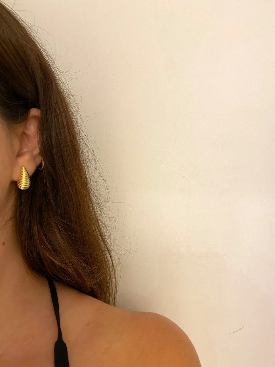 925 Gümüş | Çizgili Mini Damla Küpe