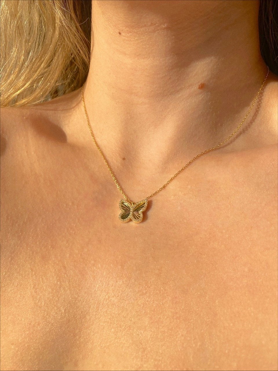 925 Gümüş | Zirkon Taşlı Kelebek Kolye