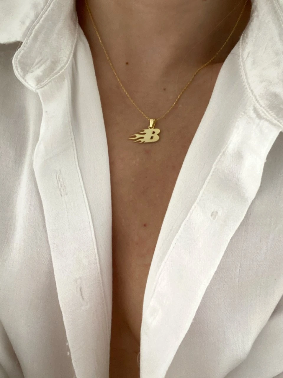 925 Gümüş | Alevli Font Harf/Rakam Kolye