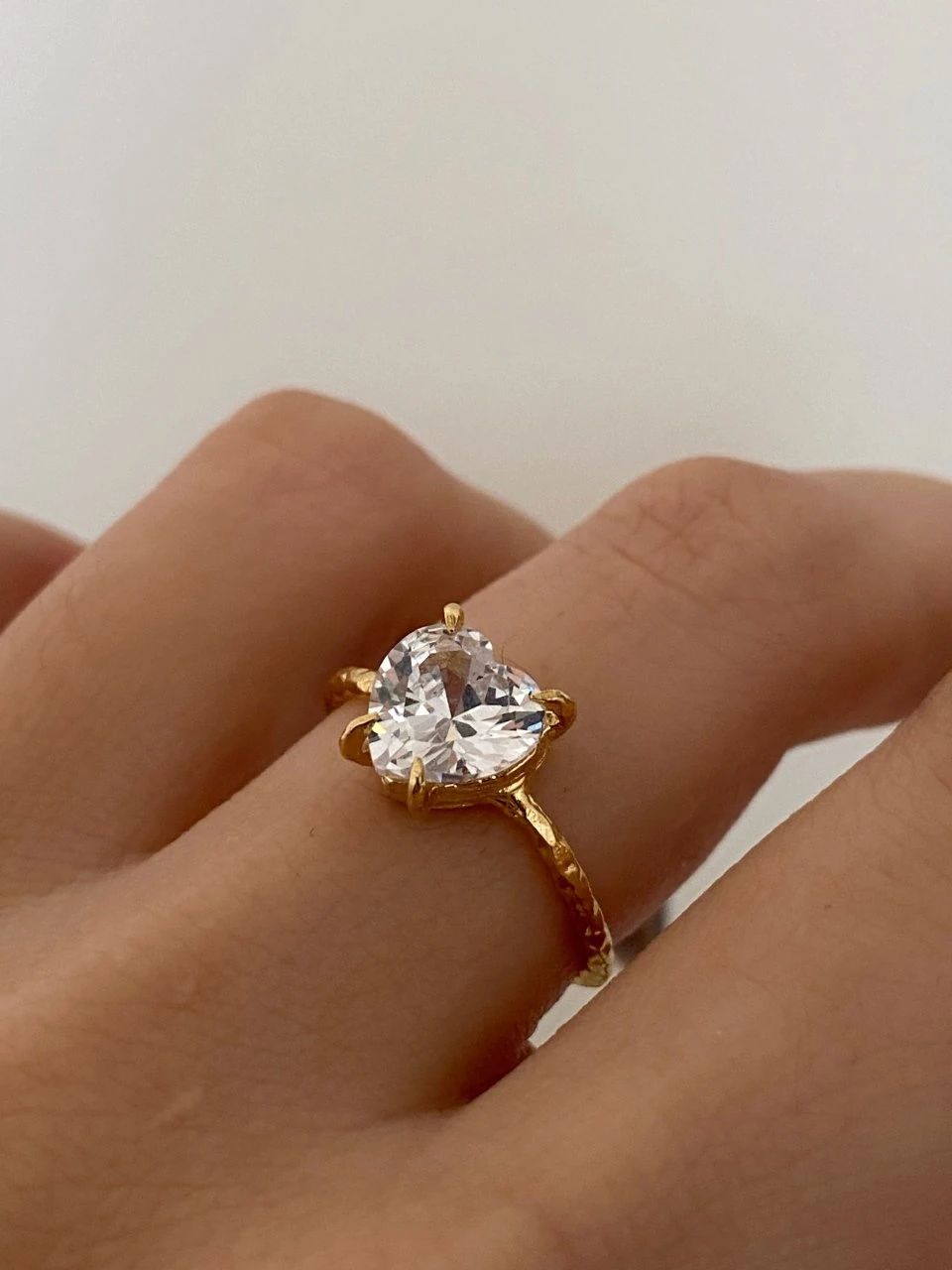 925 Gümüş | Kristal Taşlı Kalp Yüzük