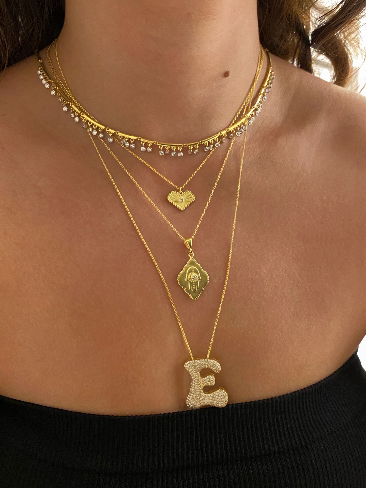 925 Gümüş | Sallantılı Beyaz Taşlı Barlı Kolye