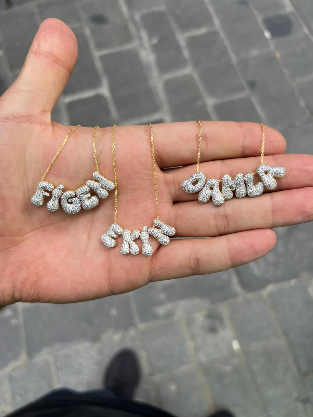 925 Gümüş | İstediğini Yazdır 3 Boyutlu Taşlı Mini Bubble Kolye