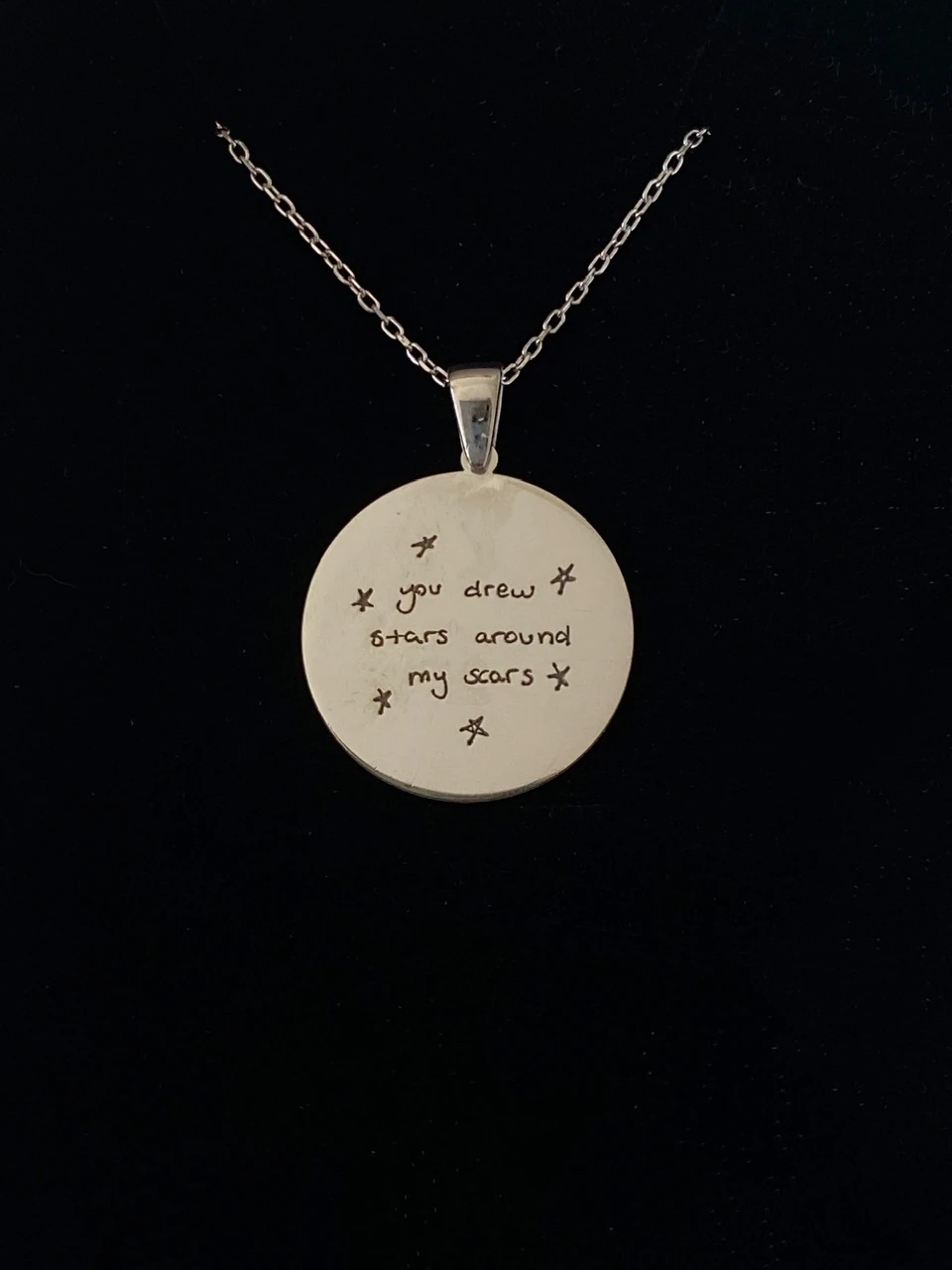 925 Gümüş | Unisex Kendi El Yazın ile İstediğini Yazdır - Fotoğraf Çizdir Yuvarlak Plaka Kolye