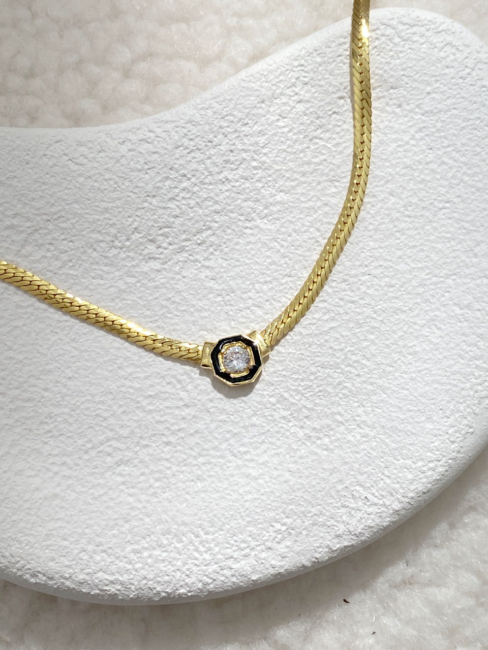 925 Gümüş | Taşlı Yassı Zincir (Serenay Kolyesi)