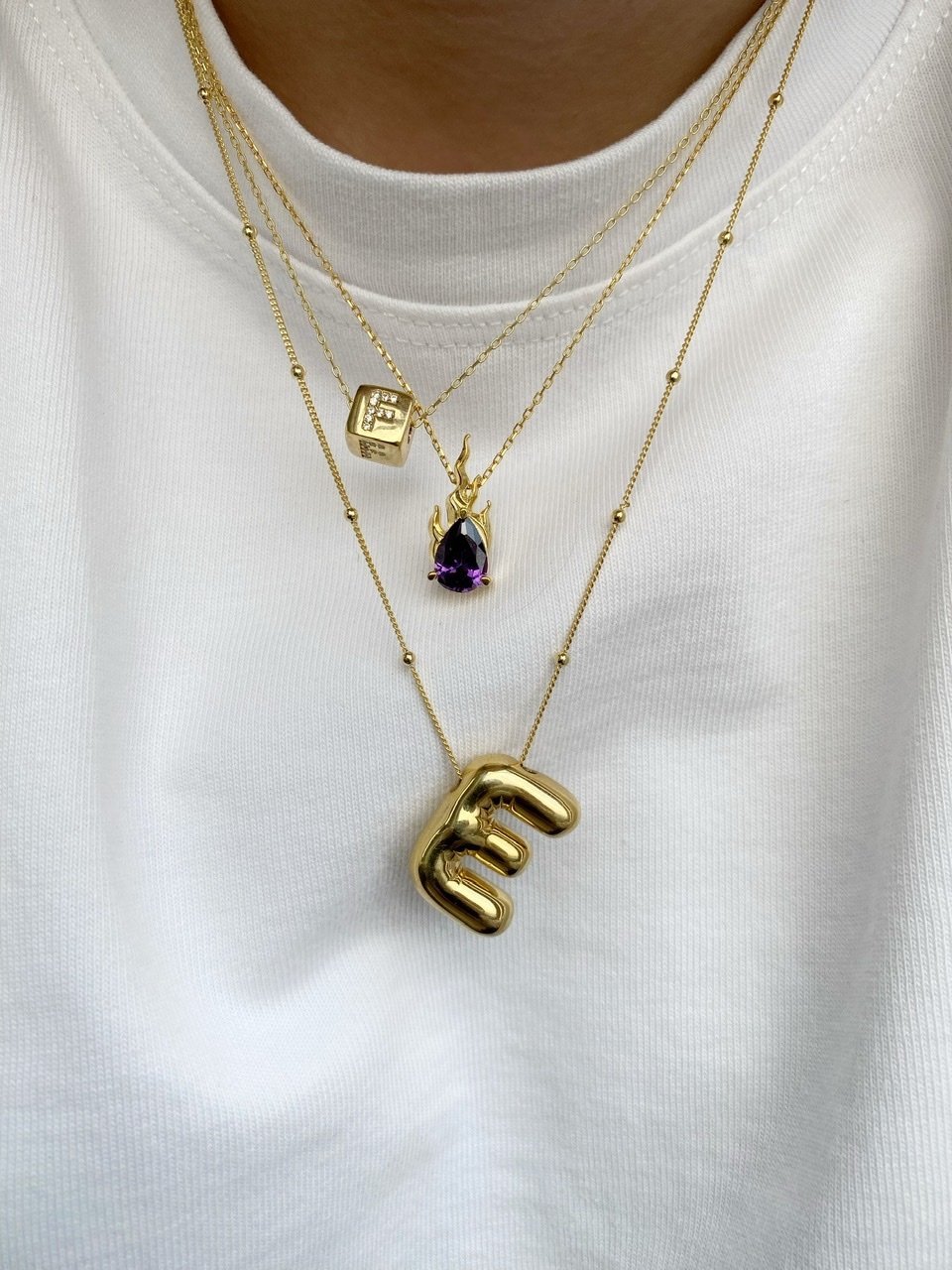 925 Gümüş | Balon Harf Kolye