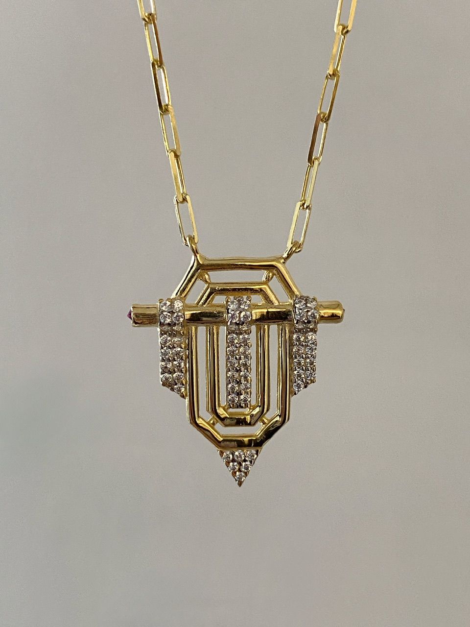 925 Gümüş | Büyük Boy Trend Taş Detaylı Kolye (Serenay Kolyesi)