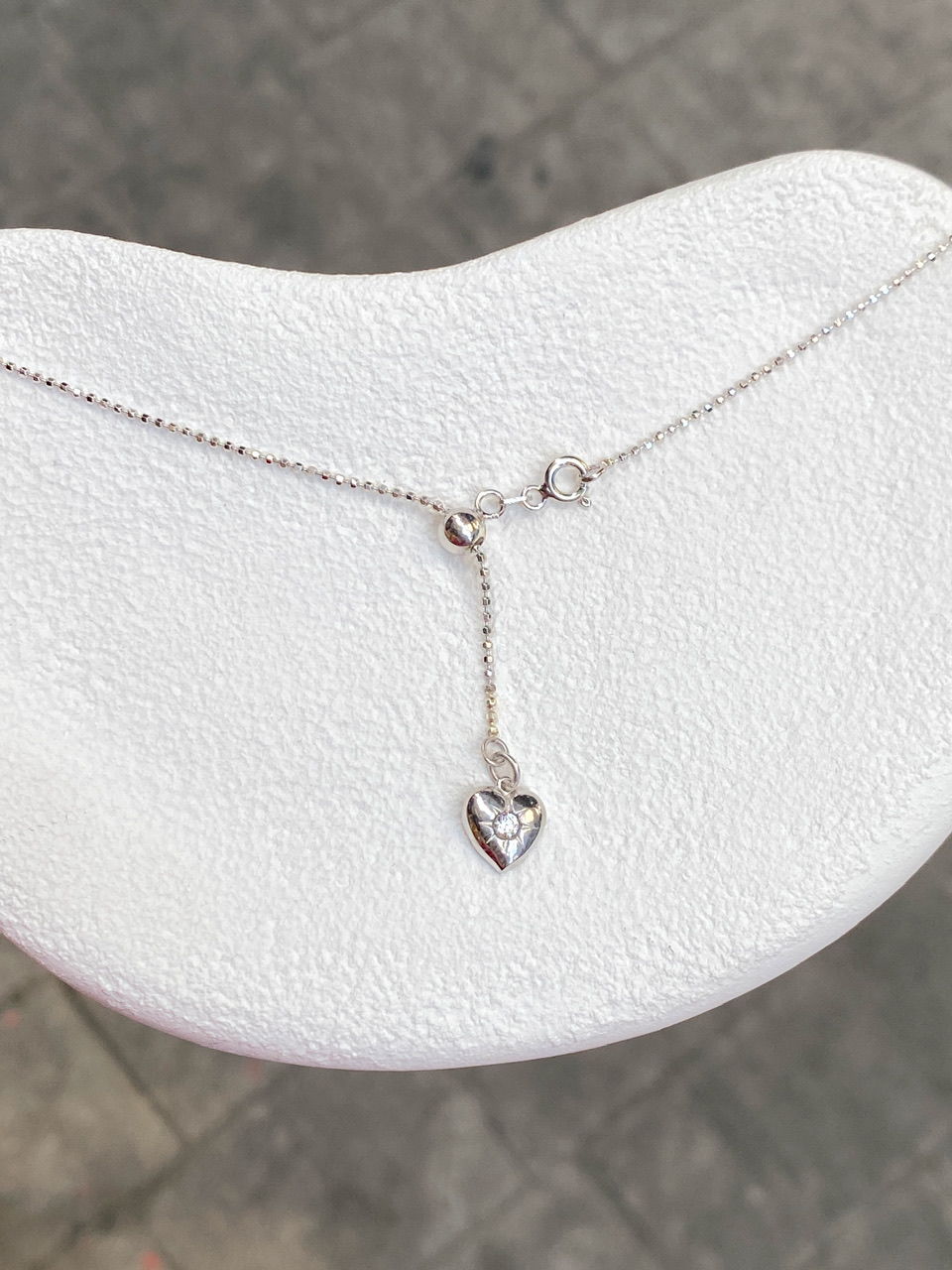 925 Gümüş | Kalp Figürlü Ayarlanabilir Asansör Zincir Kolye