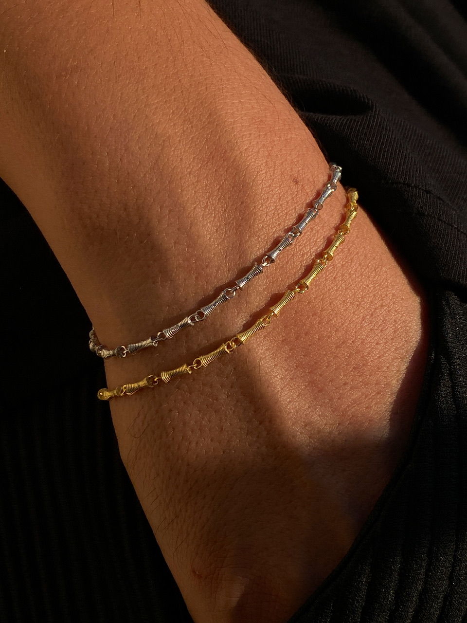 925 Gümüş | Unisex Örme Barlı Zincir Bileklik