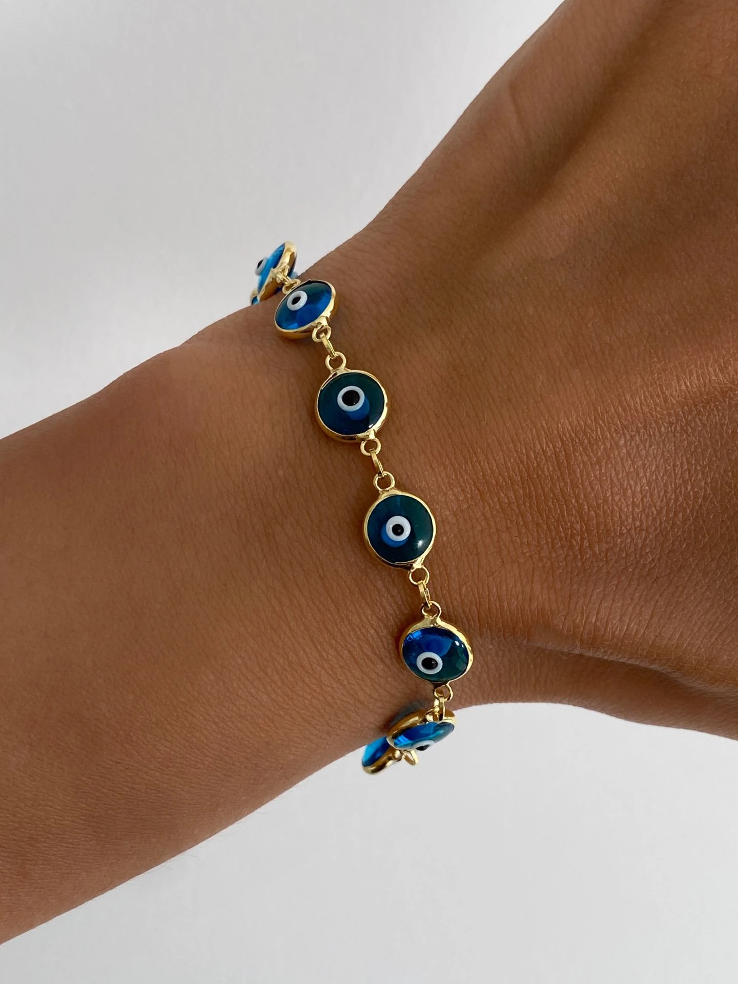 925 Gümüş | Mavi Mineli Nazar Boncuklu Bileklik