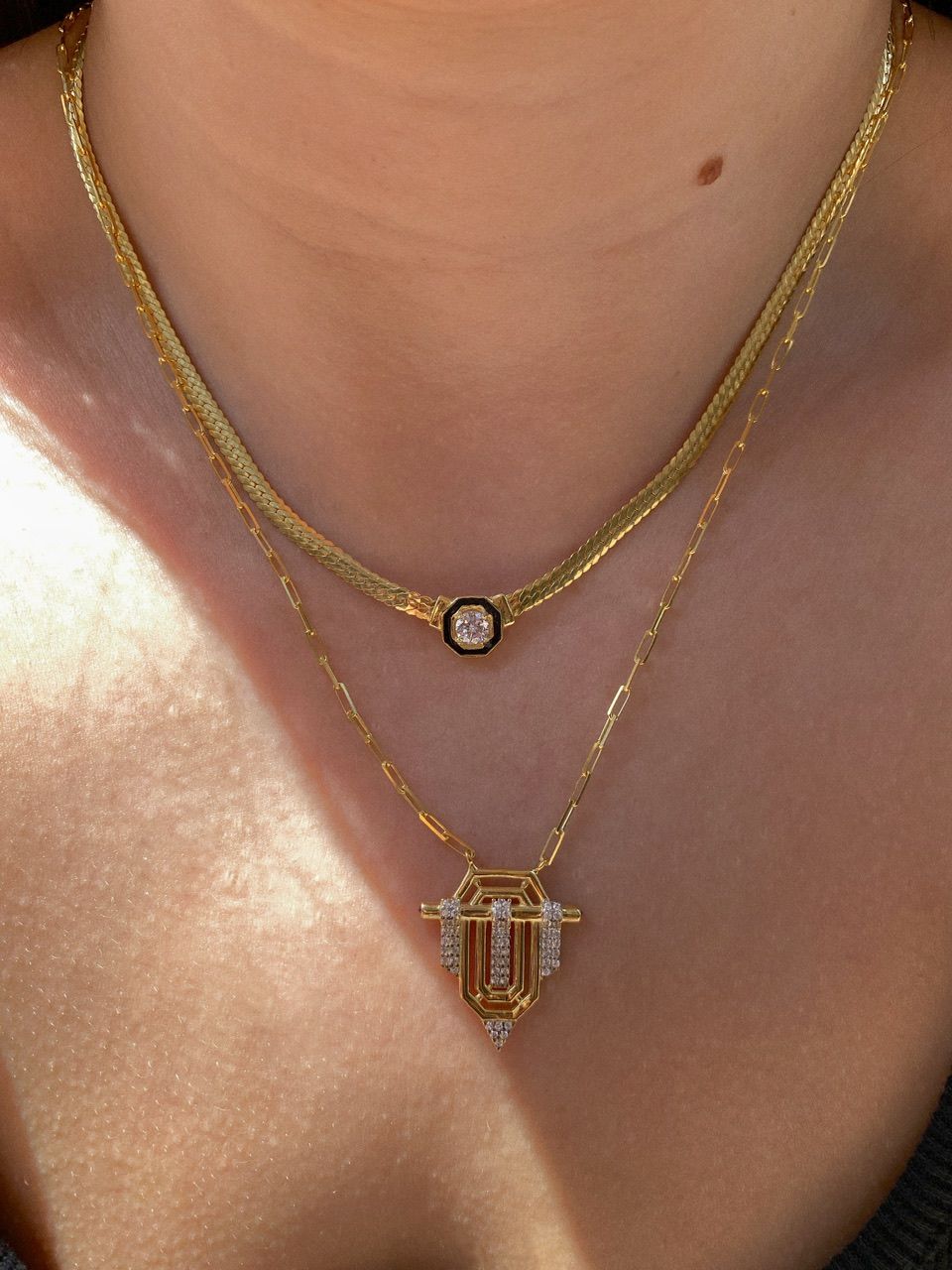 925 Gümüş | Büyük Boy Trend Taş Detaylı Kolye (Serenay Kolyesi)