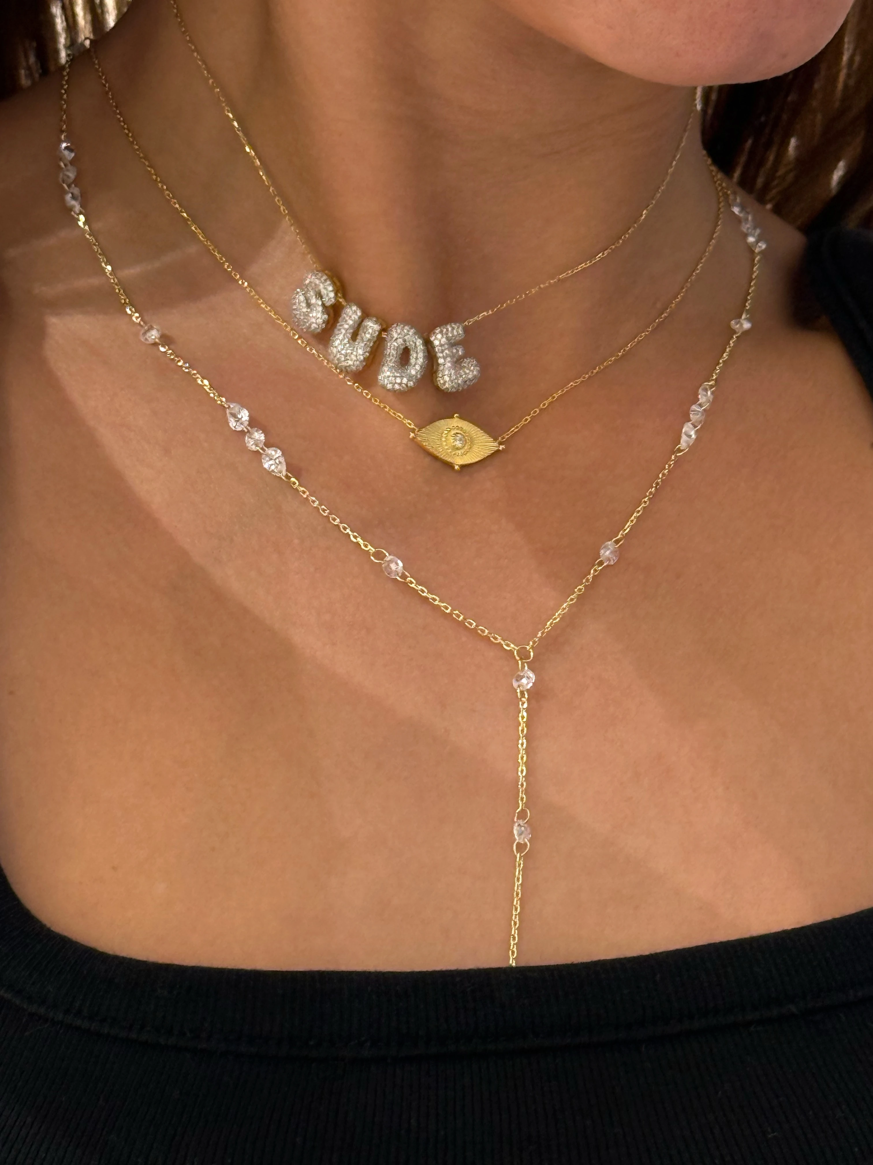 925 Gümüş | İstediğini Yazdır 3 Boyutlu Taşlı Mini Bubble Kolye