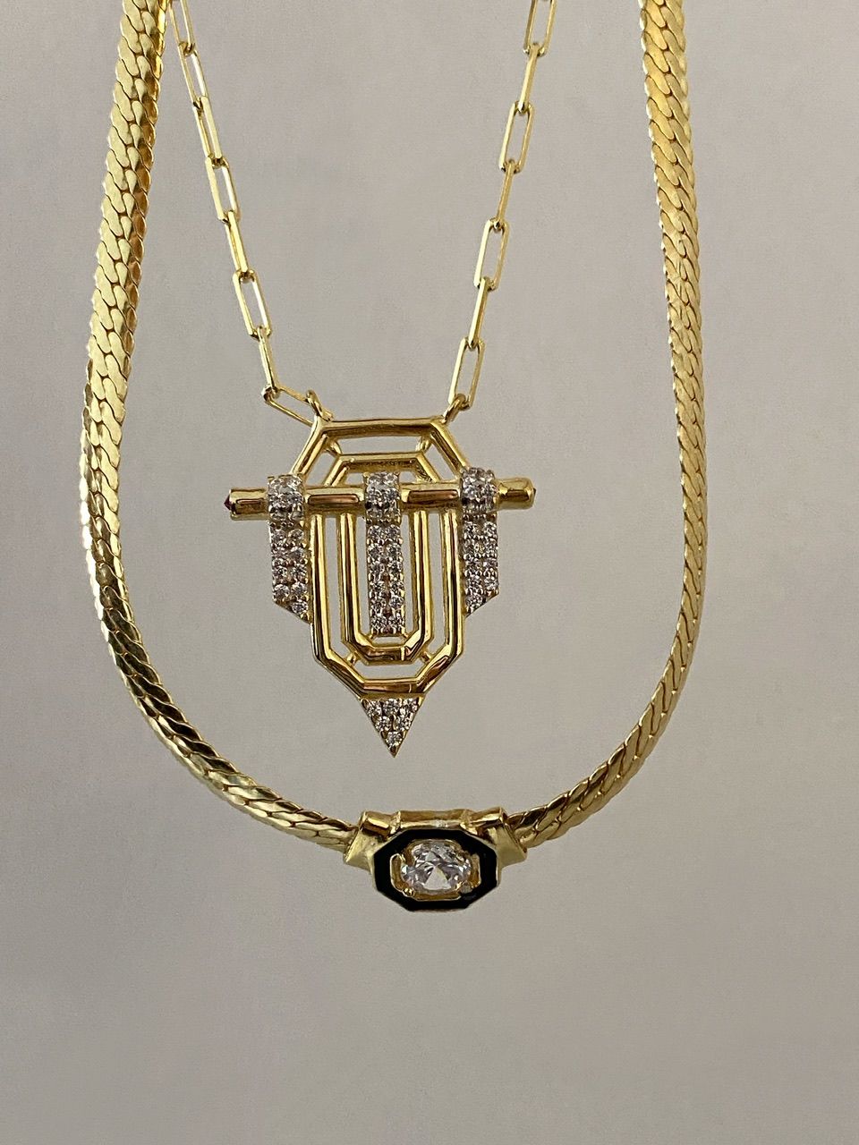 925 Gümüş | Büyük Boy Trend Taş Detaylı Kolye (Serenay Kolyesi)