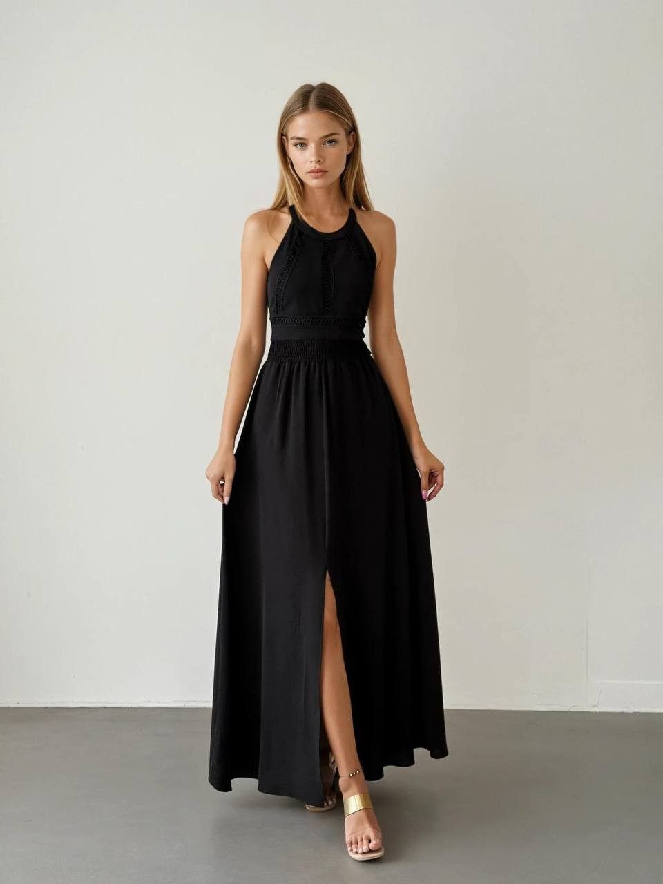 HALTER YAKA MAXİ ELBİSE