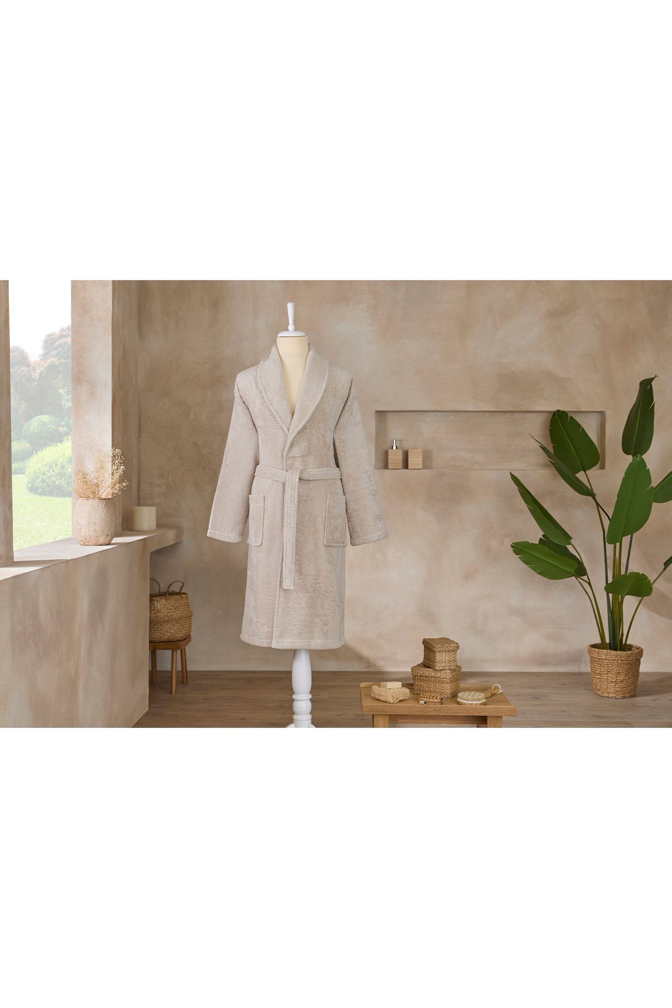 Colourist Unisex Bathrobe - Beige/Champagne
