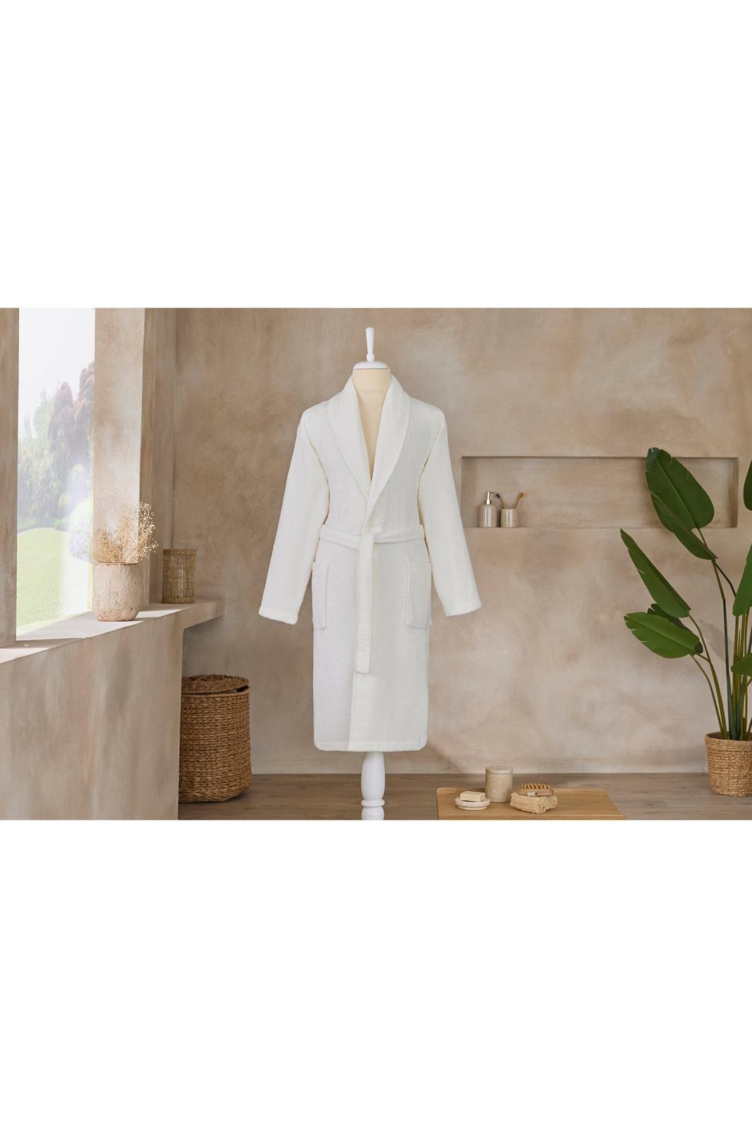 Colourist Unisex Bathrobe - Pearl / Cream