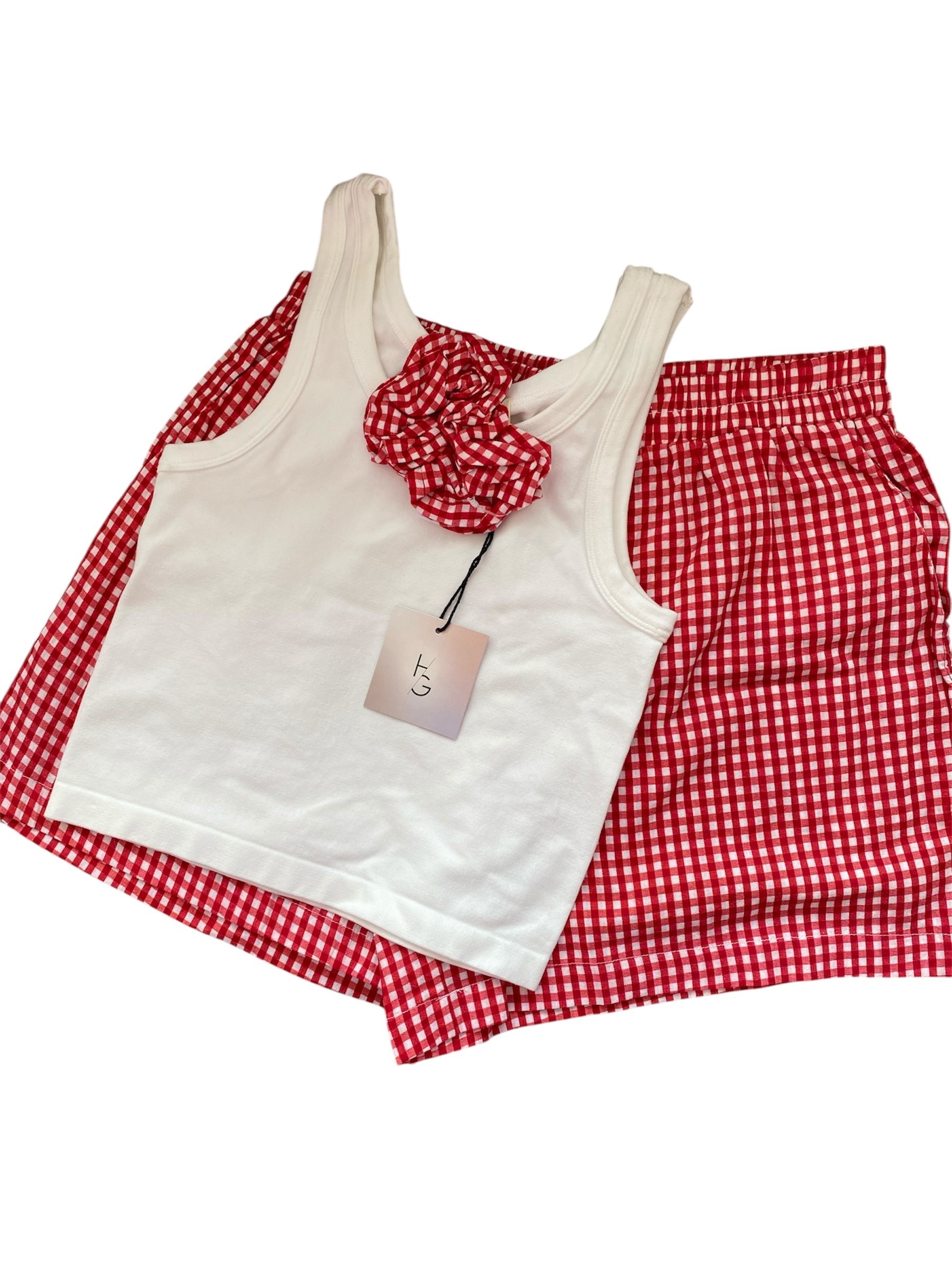 HG Kırmızı Beyaz Genç Şortlu Pijama Takımı
