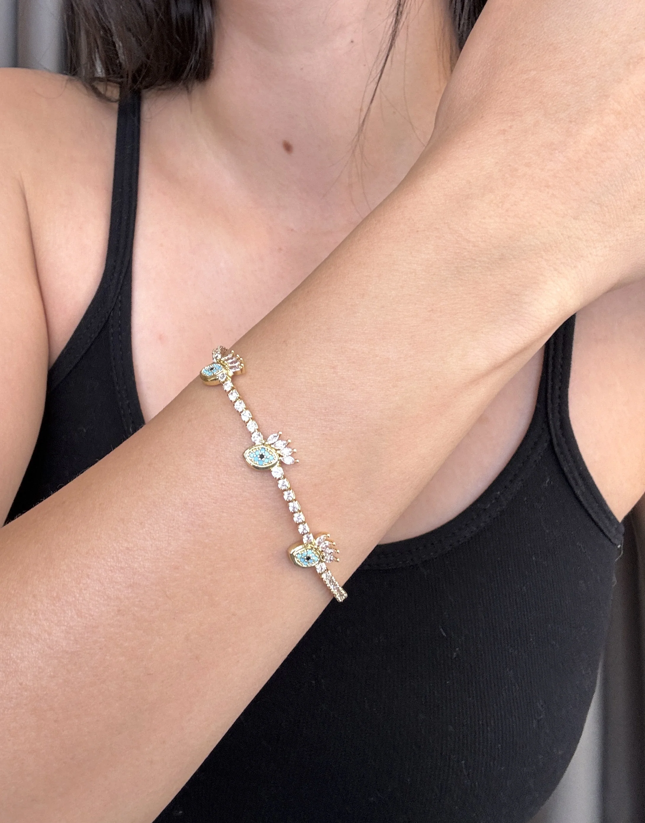 3 Göz Detay Taşlı Bileklik