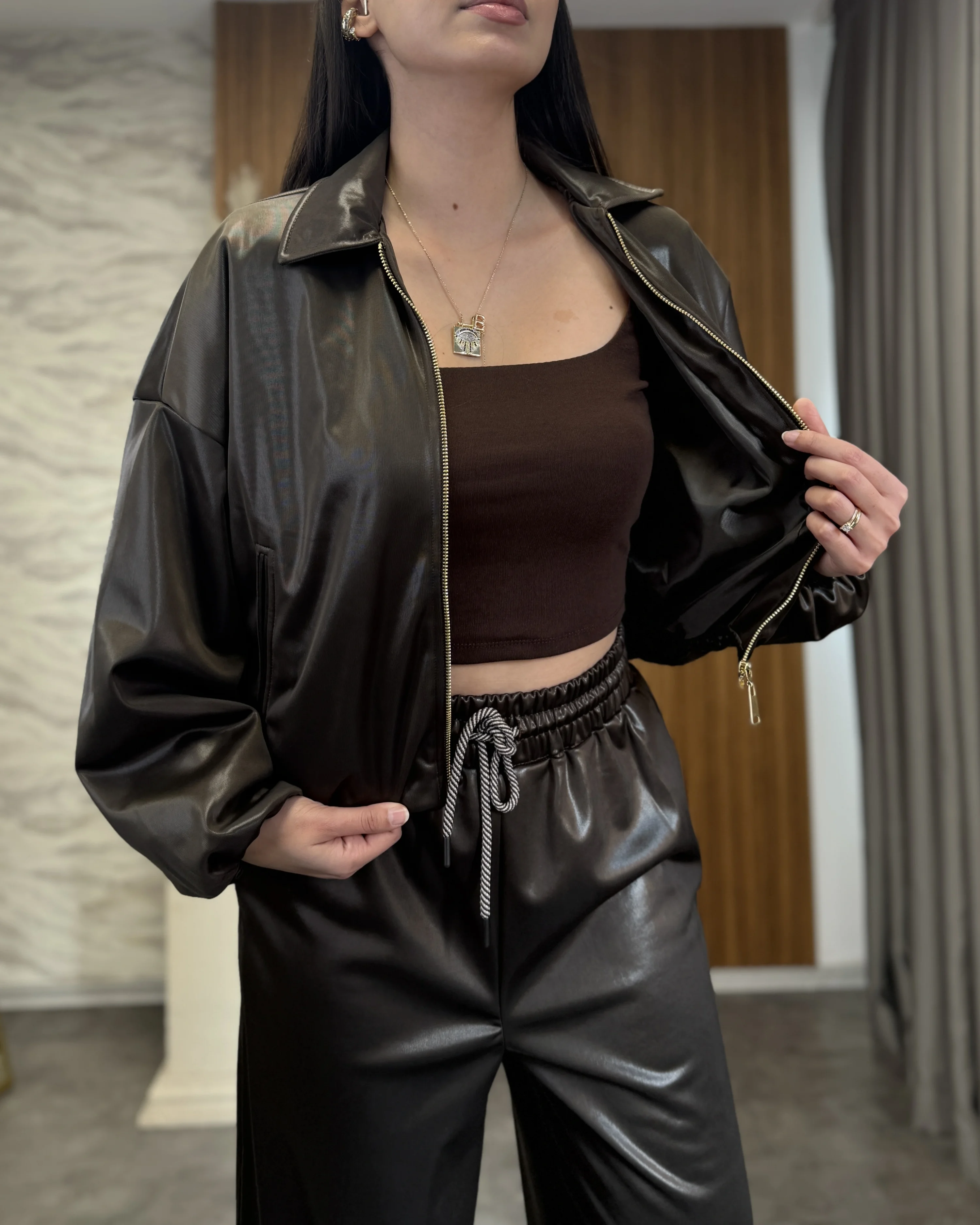 Deri Ceket-Palazzo Takım