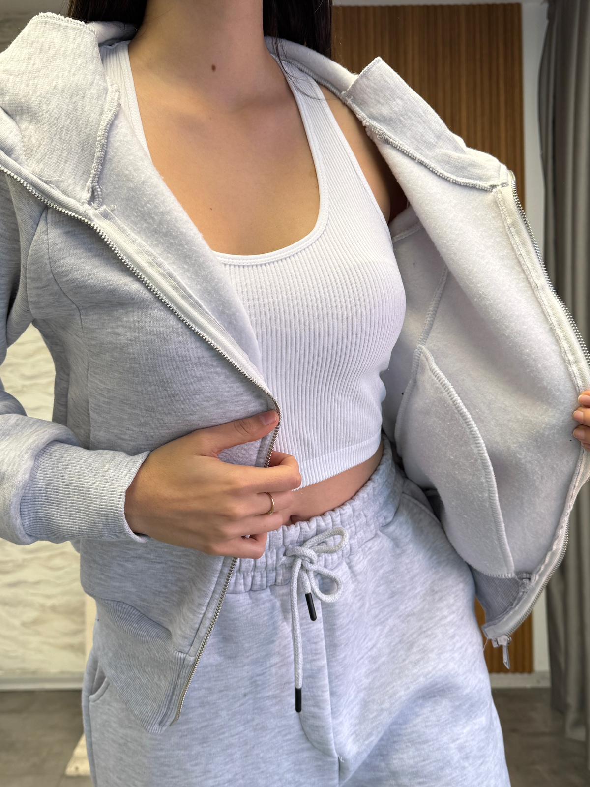 Parmak Geçmeli Üç İplik Hırka