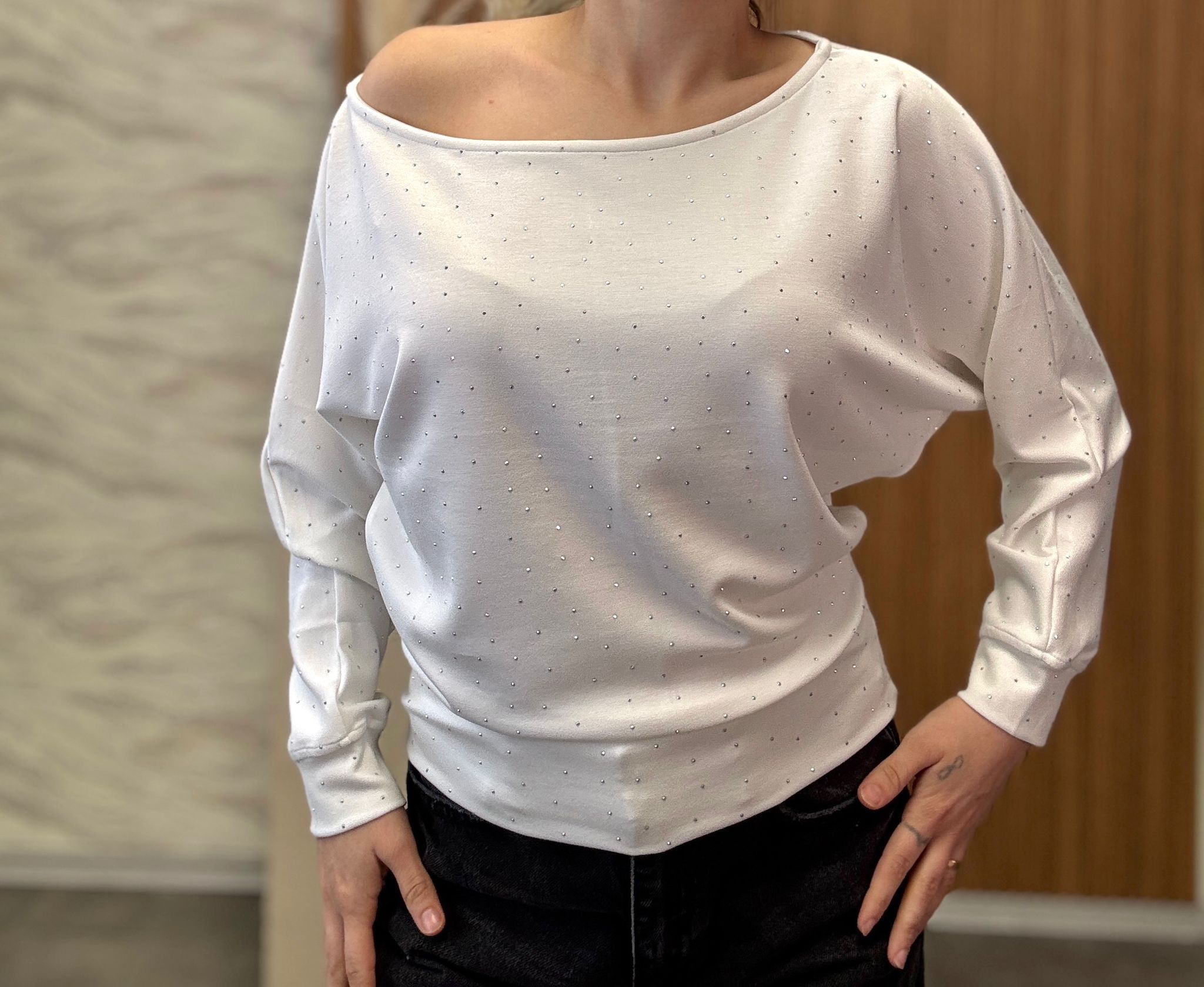 Yarasa Kol Taşlı Bluz