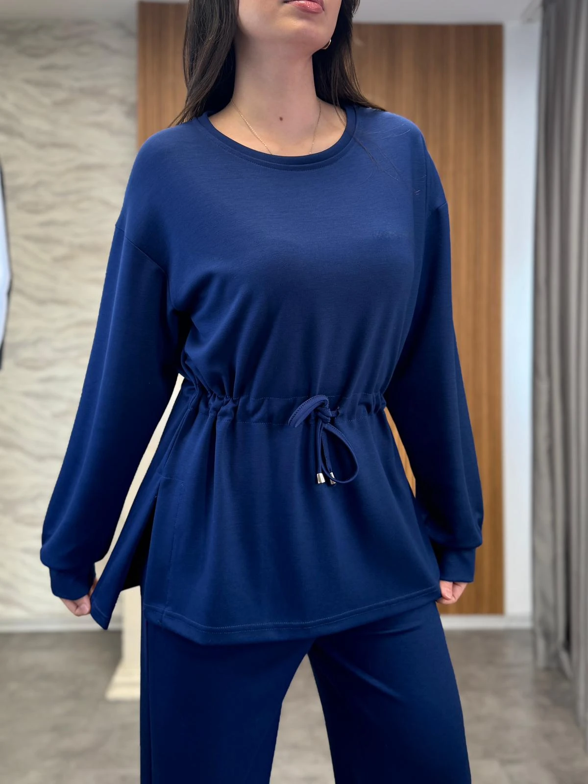 Modal Bisiklet Yaka Bağlamalı Takım