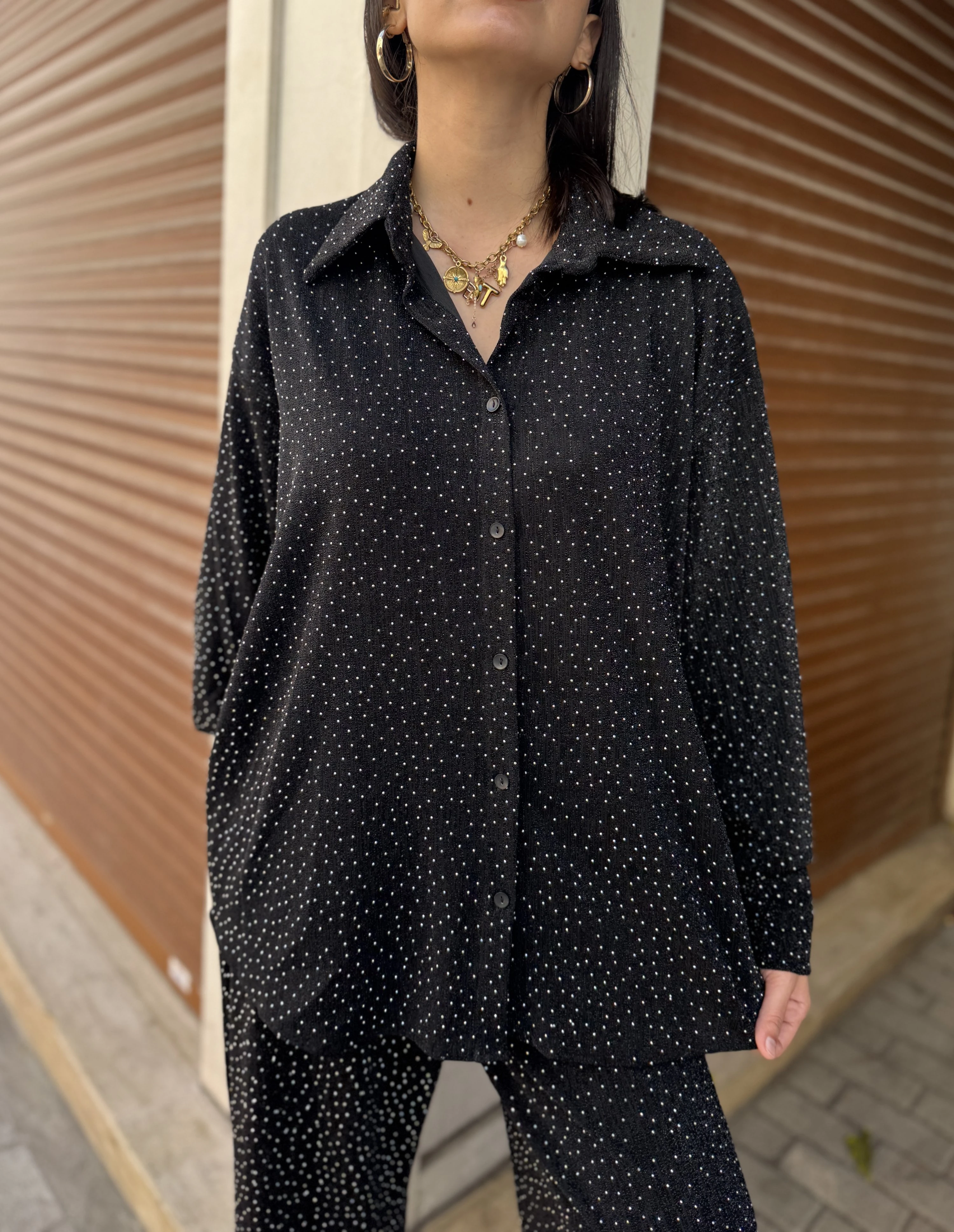 Taşlı Gömlek-Palazzo Takım