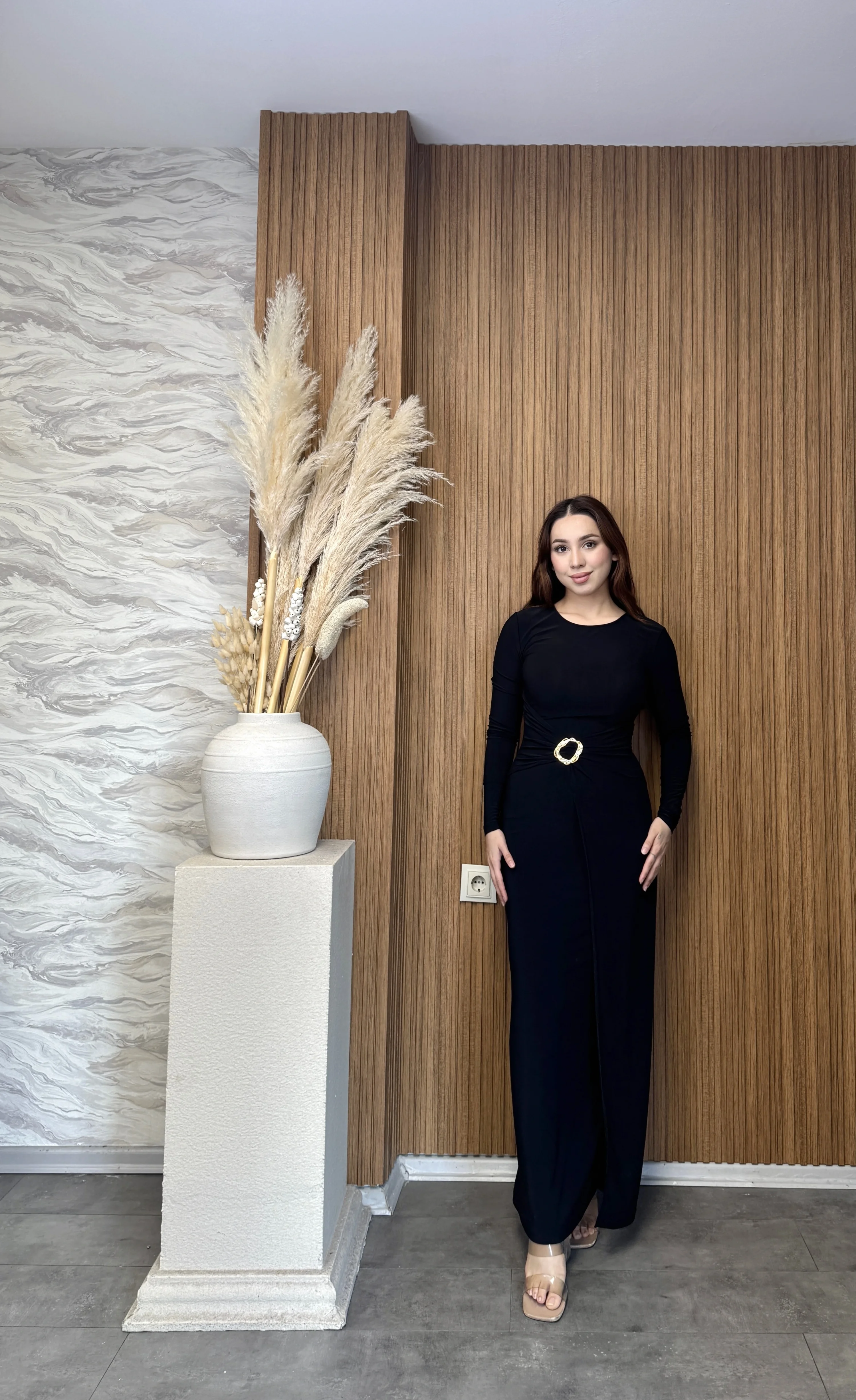 Beli Toka Detaylı Sandy Elbise