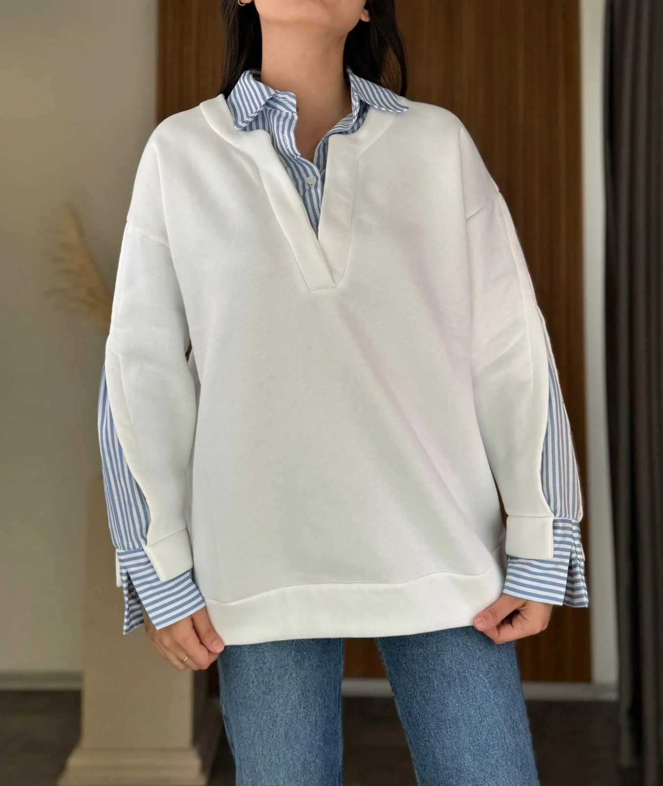 Gömlek Detaylı Sweat