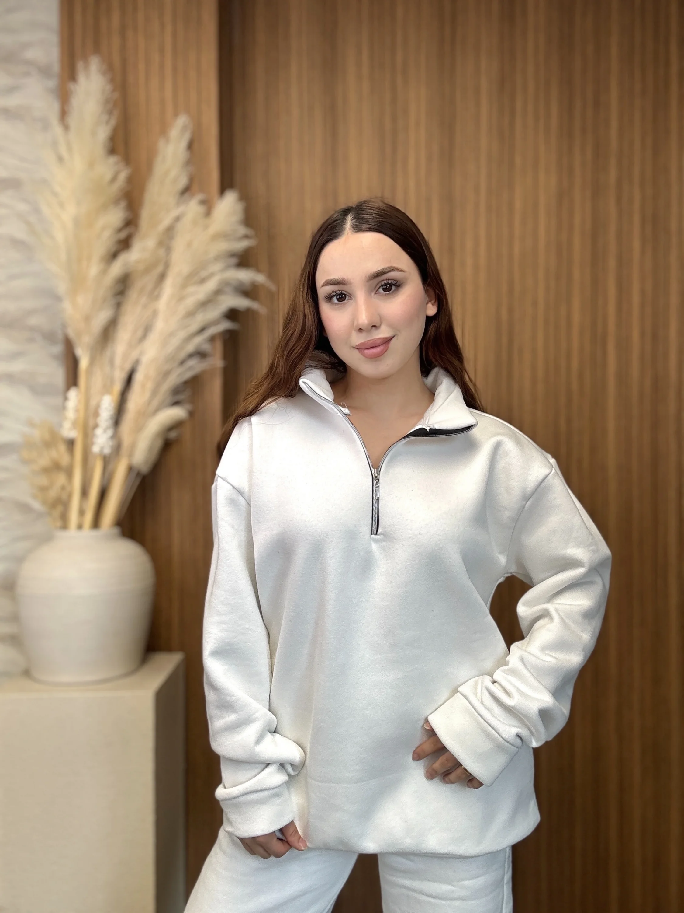 Fermuar Detaylı Pamuklu Sweat