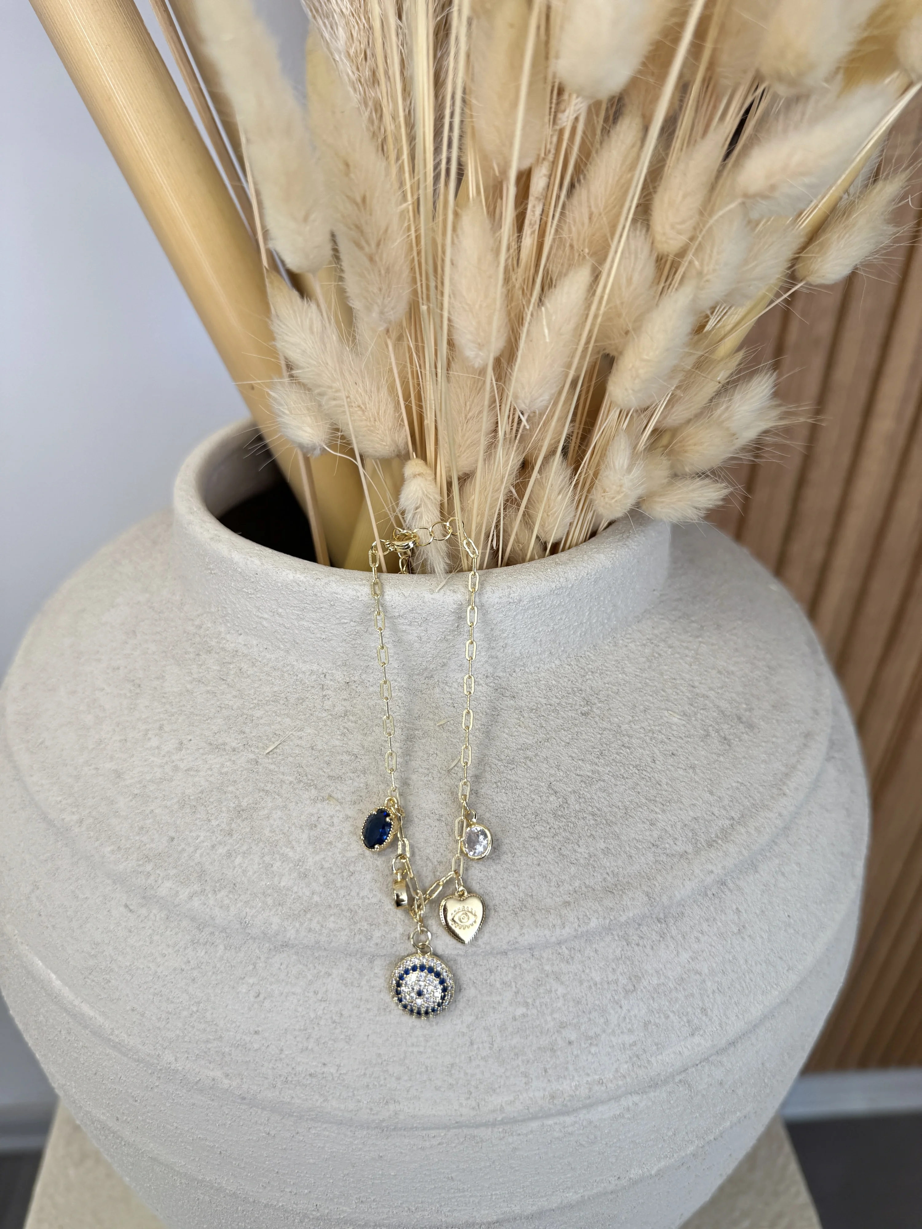 Nazar Ve Kalp Charm’lı Bileklik