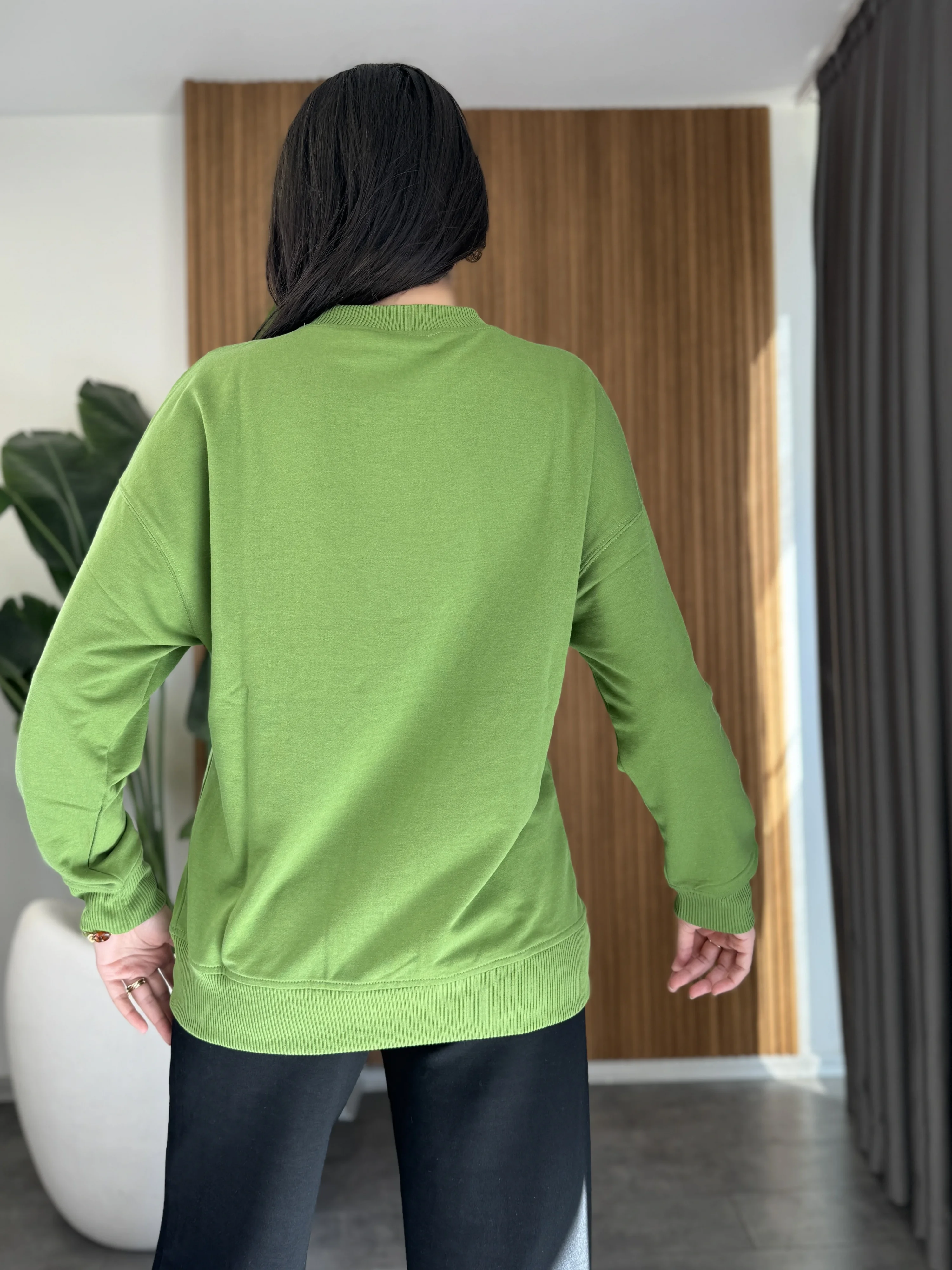 Bisiklet Yaka İki İplik Sweat