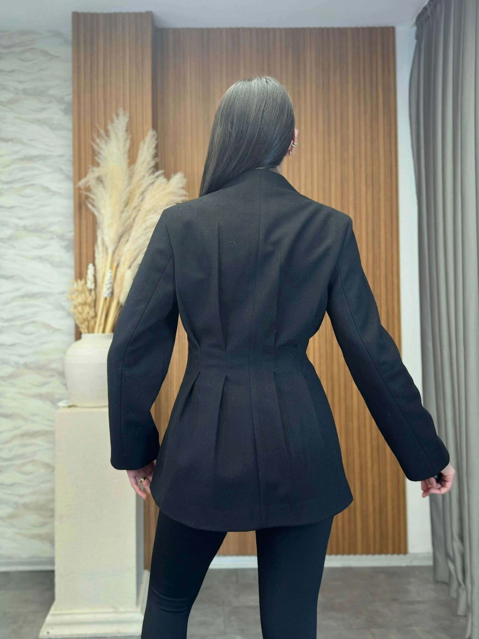 Kaşe Bel Detay Düğmeli Blazer