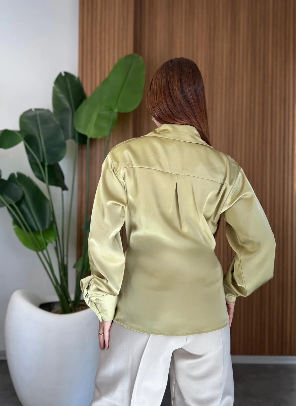 Bağlama Detaylı Saten Bluz