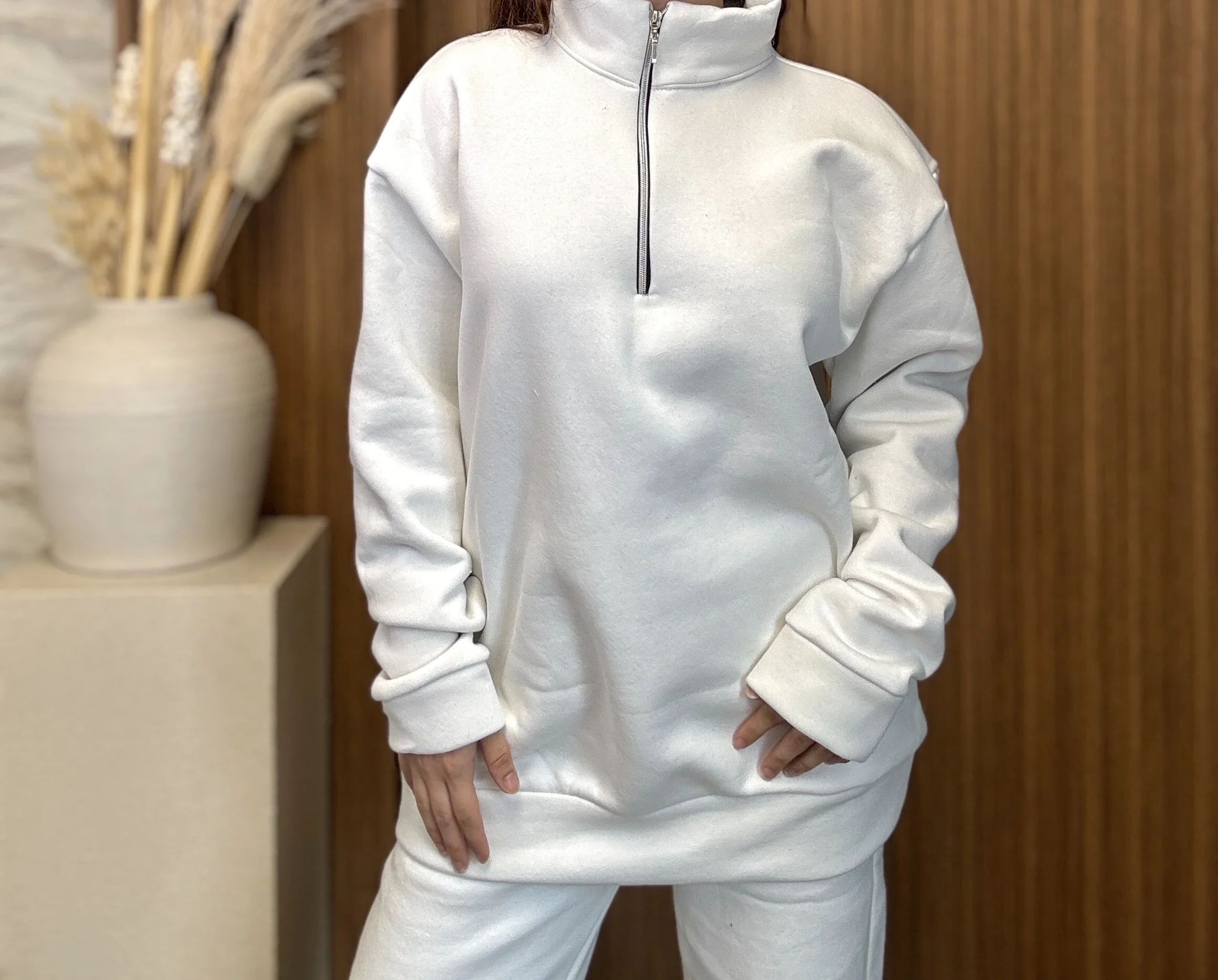 Fermuar Detaylı Pamuklu Sweat