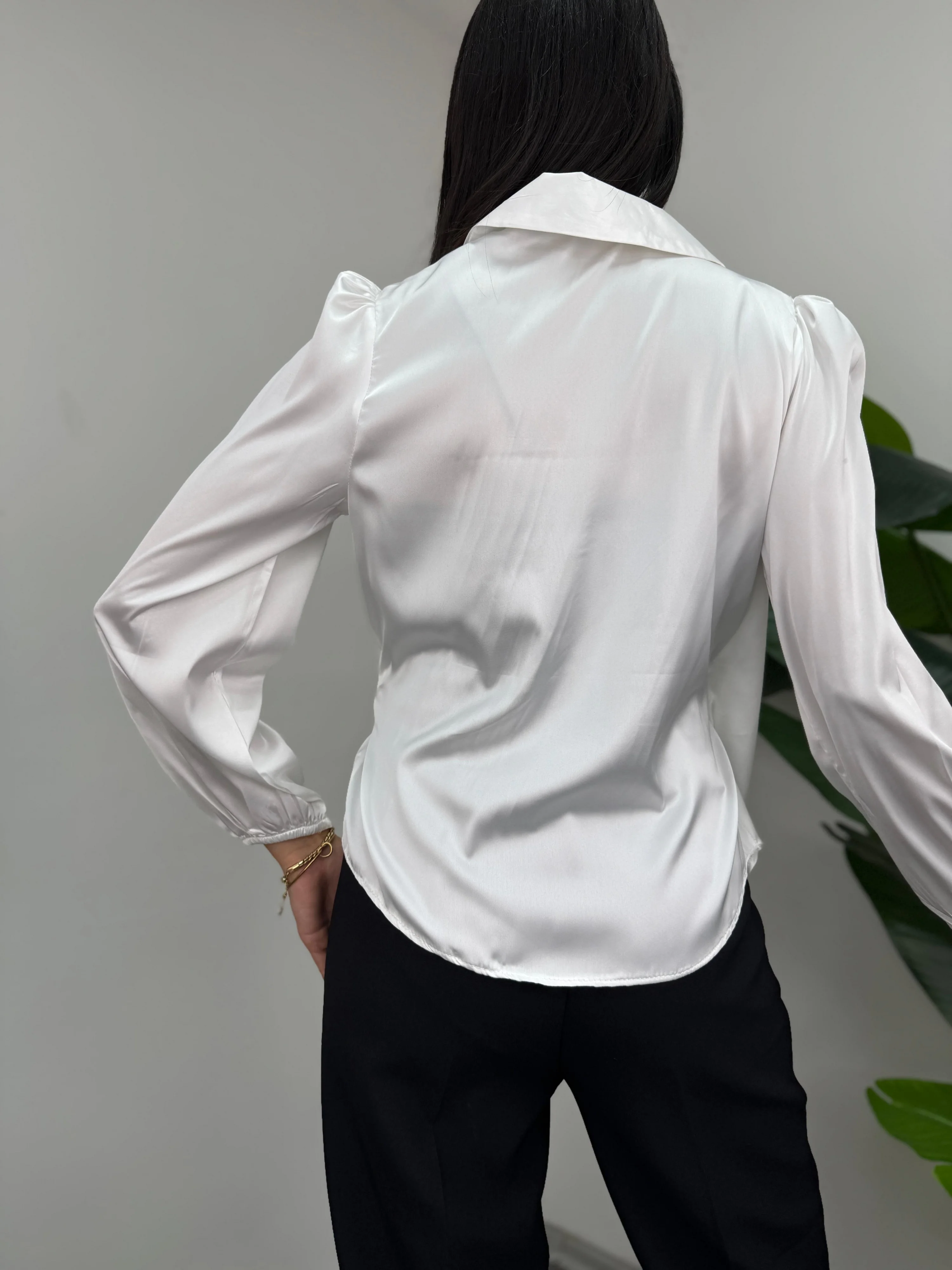 Bağlamalı Saten Bluz