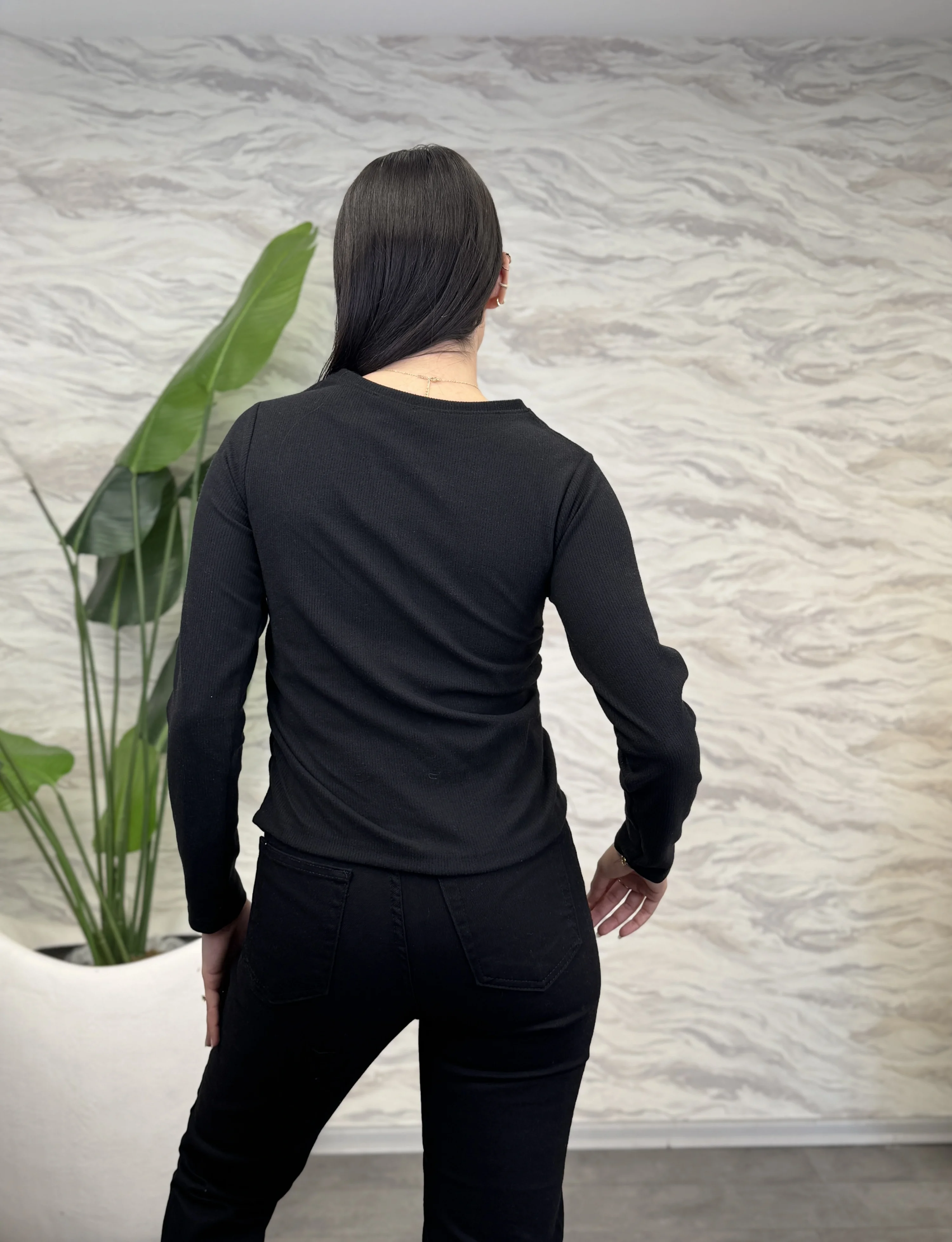 Bisiklet Yaka Yan Büzgülü Body