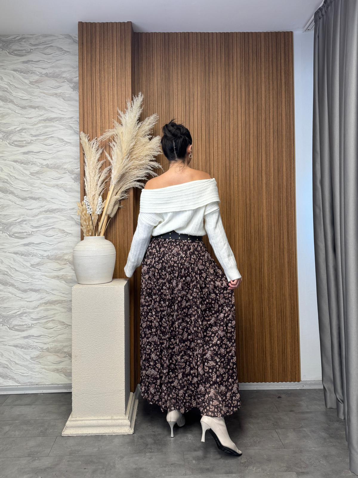 Kemer Detaylı Şifon Elbise