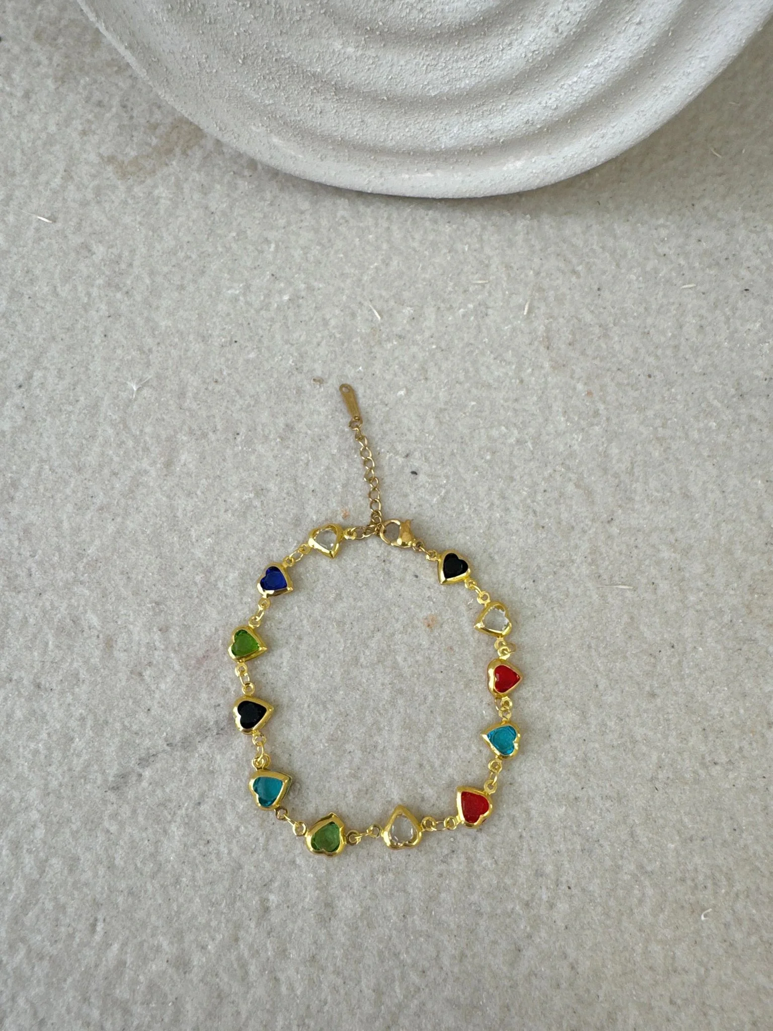 Renkli Ve Kalp Model Gold Bileklik