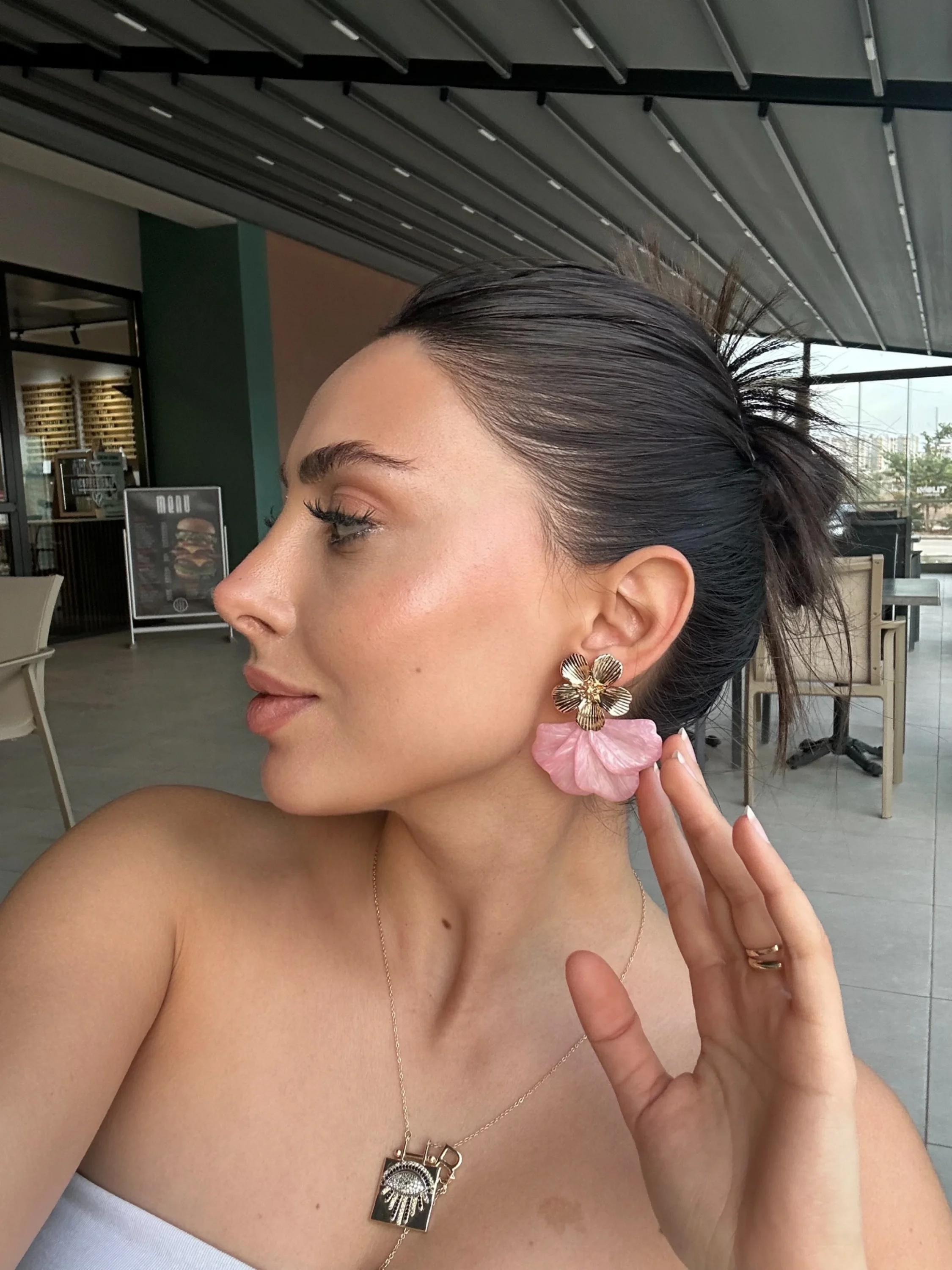 Çiçek ve Yapraklı İri Küpe