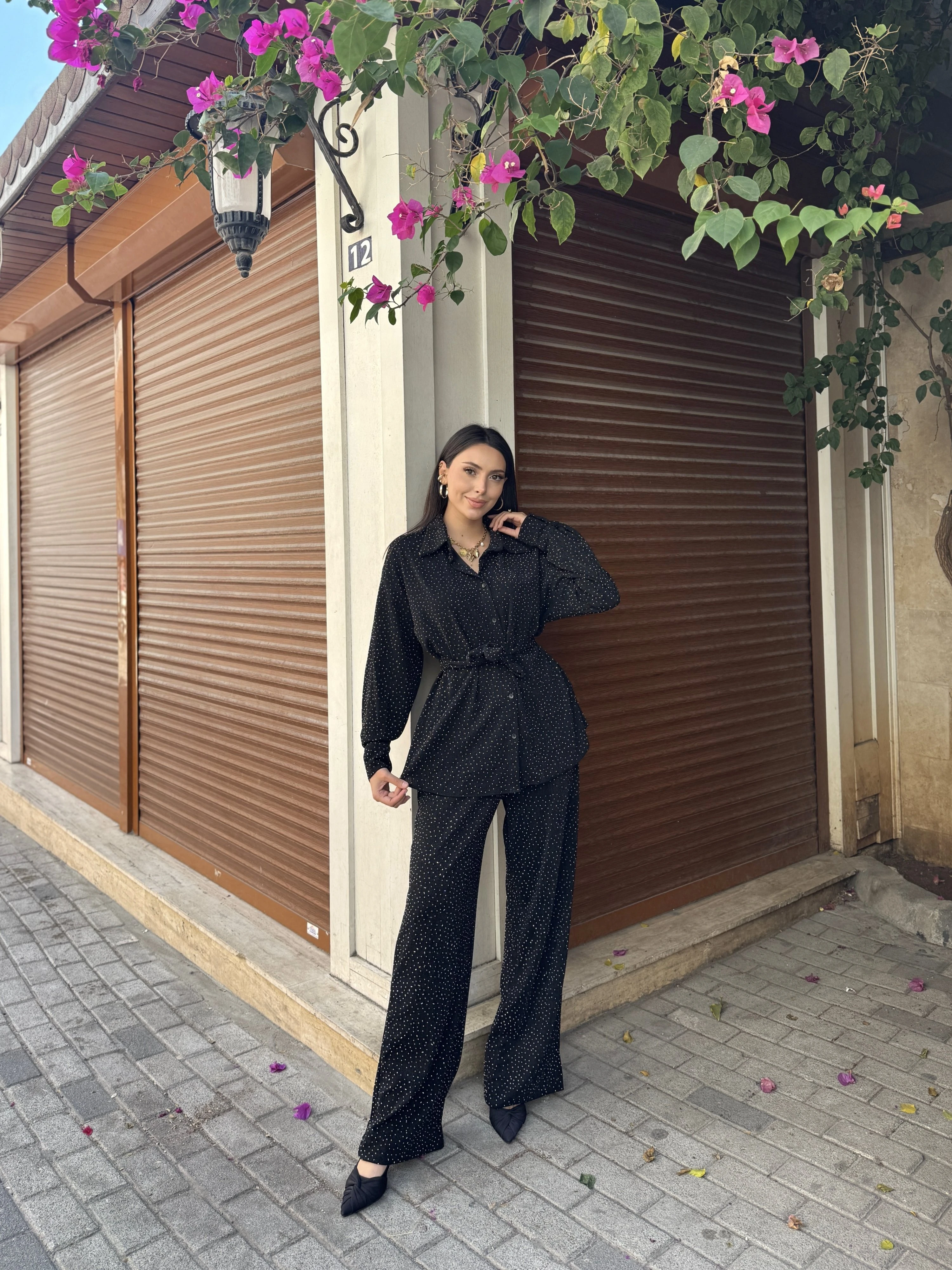 Taşlı Gömlek-Palazzo Takım