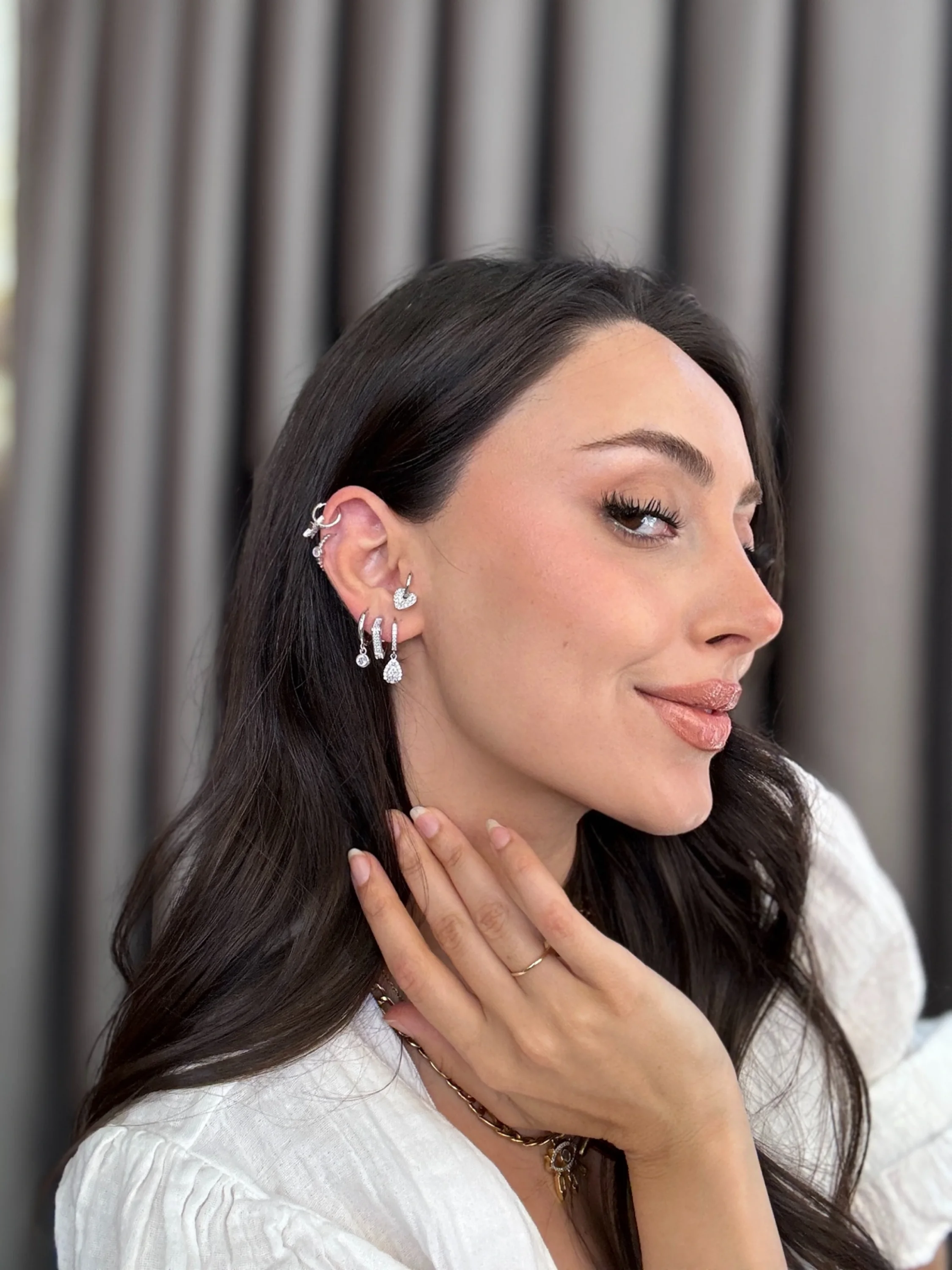 6’lı Gümüş Damla, Yıldız ve Kalp Model Küpe Seti