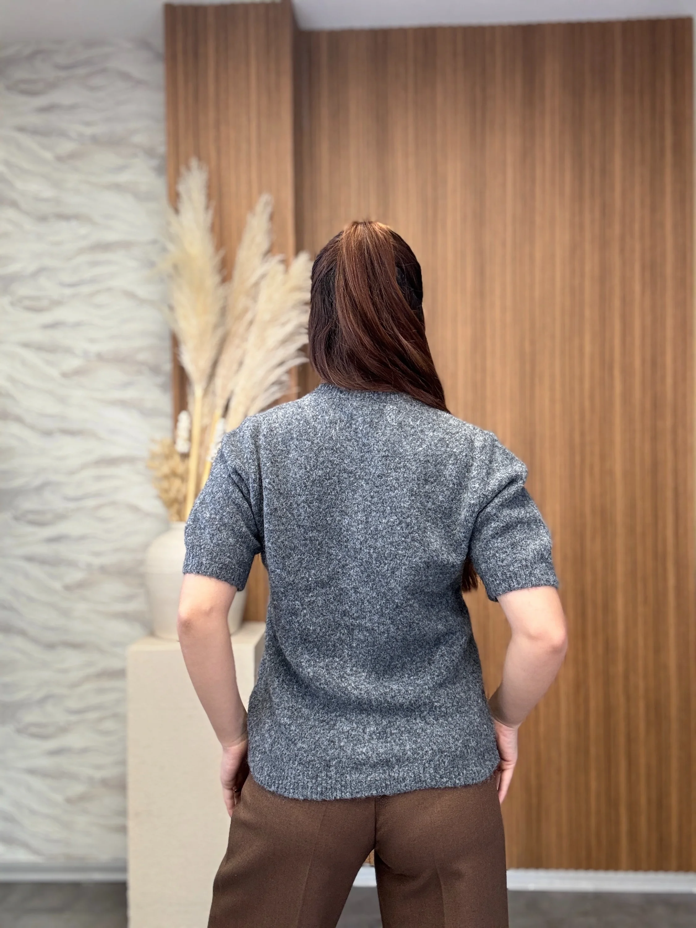 Fularlı Kısa Kollu Hırka