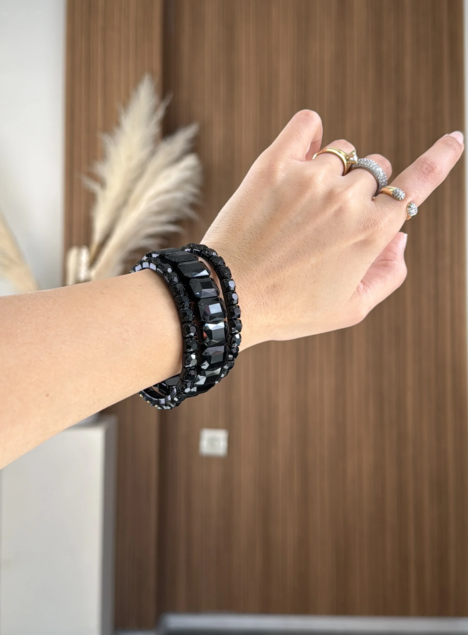 Üçlü Taşlı Gold Bileklik