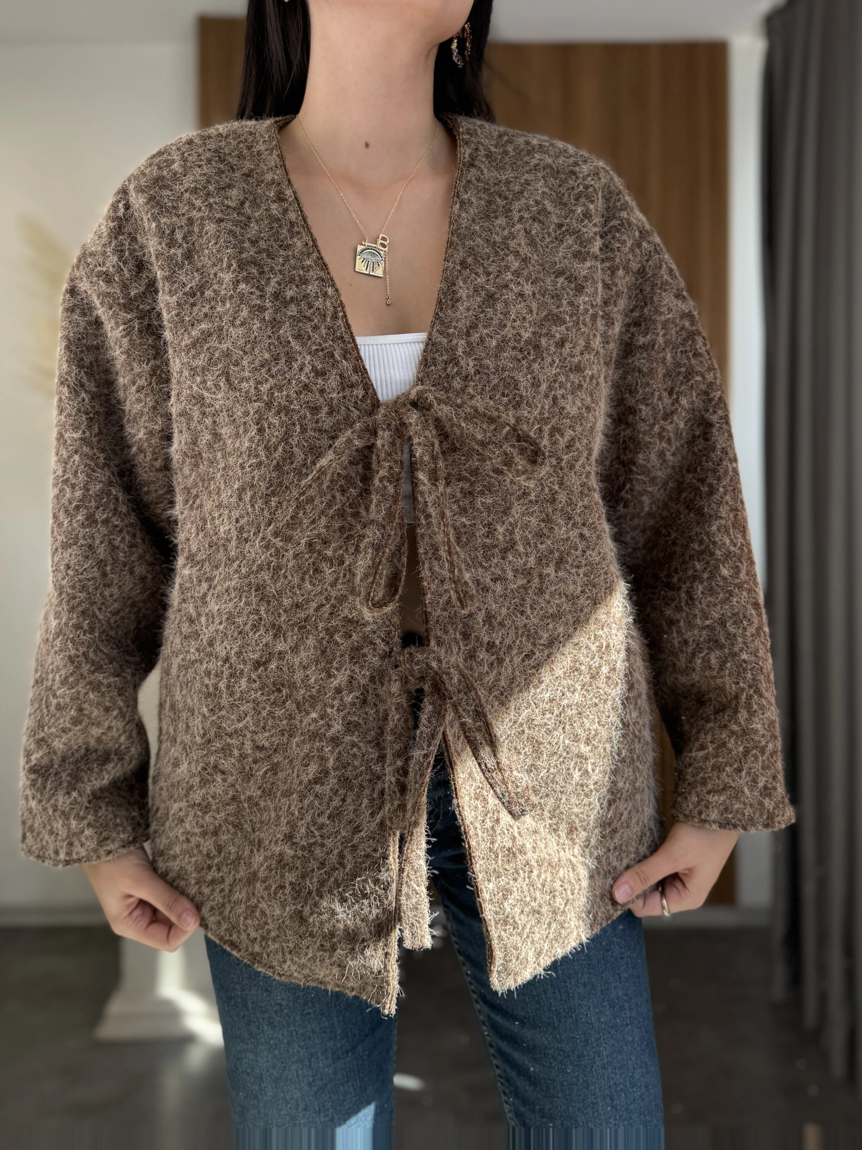 Bağlama Detaylı Kimono Ceket