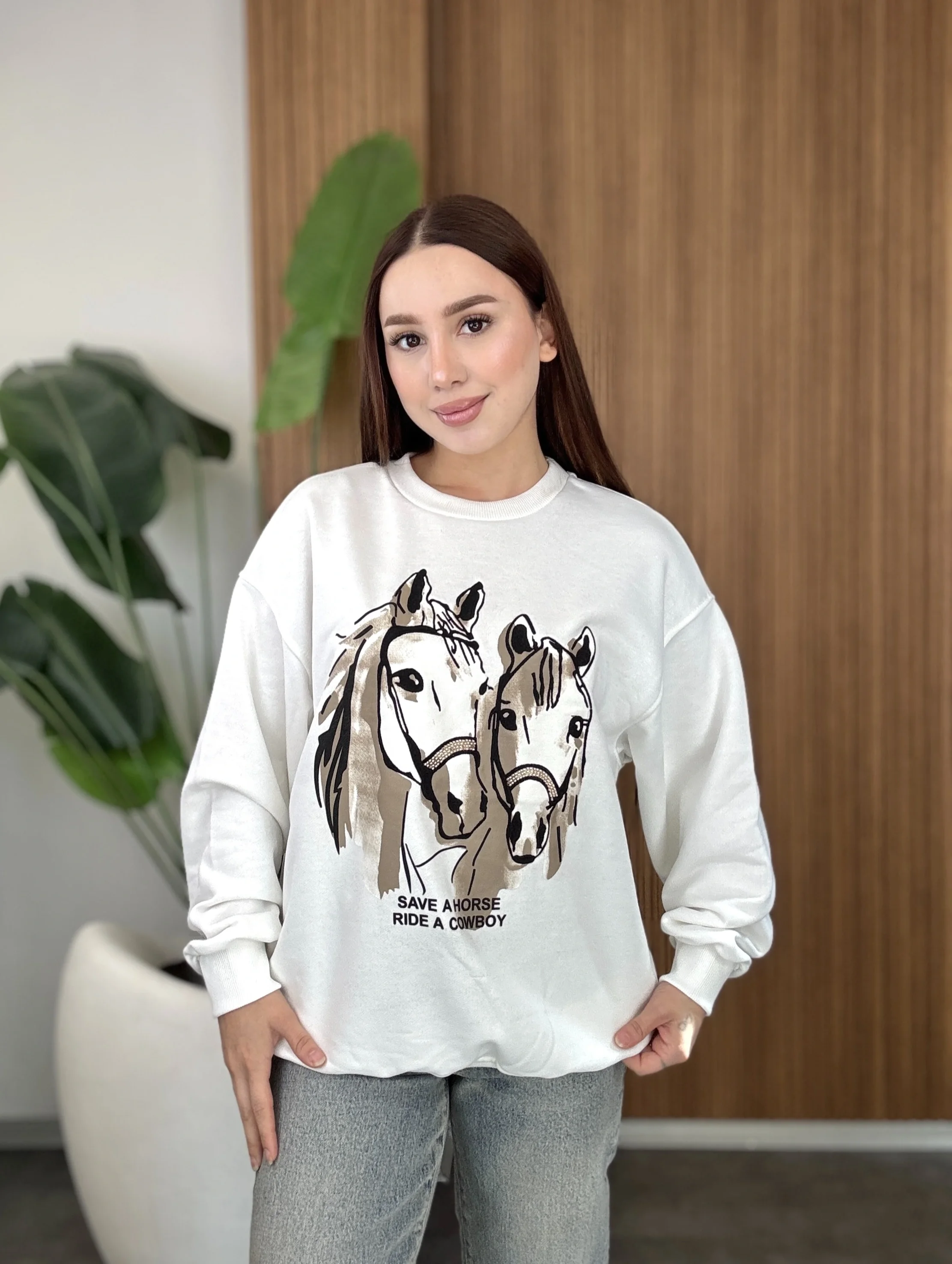 Çift At Detaylı Sweat