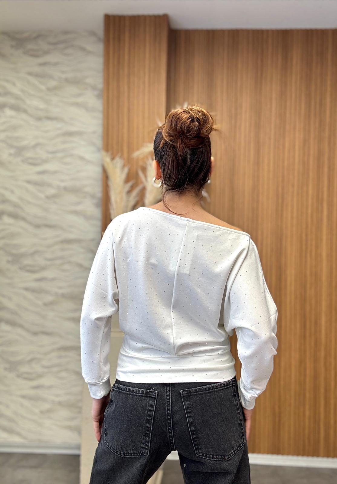 Yarasa Kol Taşlı Bluz