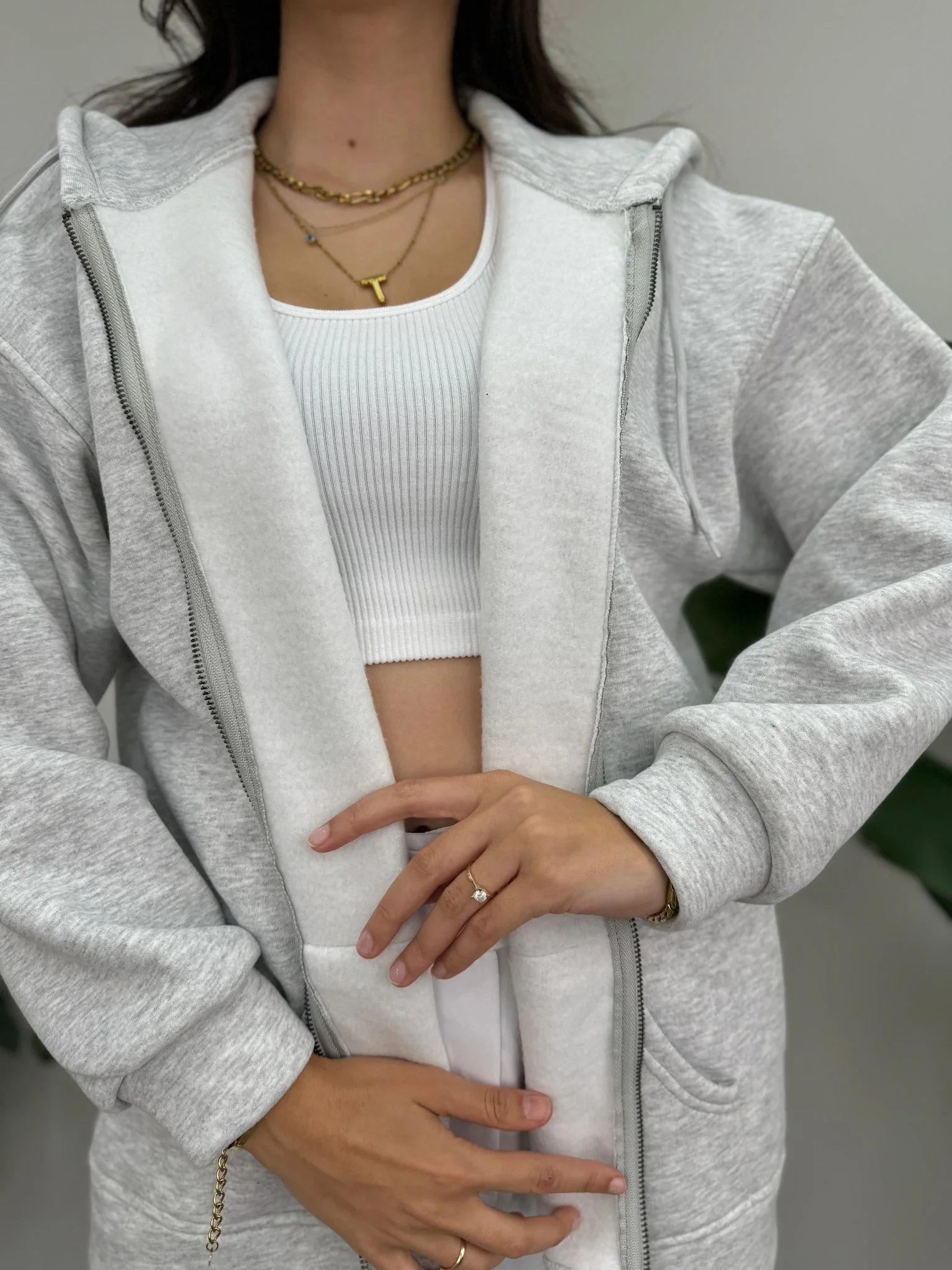 Üçiplik Fermuarlı Hırka